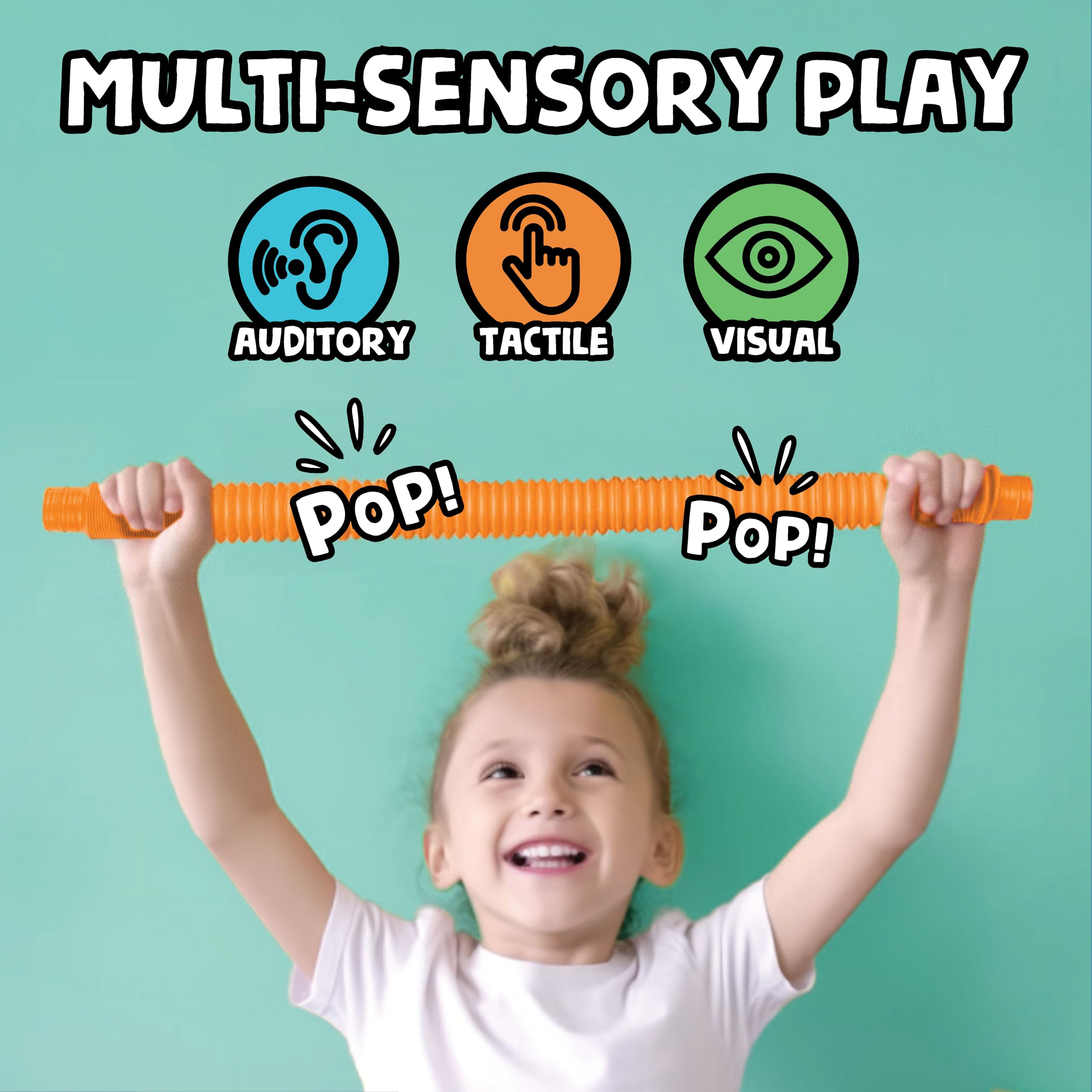 BUNMO Pop-Tastic Bundle - 8 Pop Tubes & 6 Pop Tubes Pastel Pop Tubes - Toddler Sensory Toys - Connect, Stretch, Twist & Pop - Imaginative Play & Stimulating Creative Learning - Sensory Toys