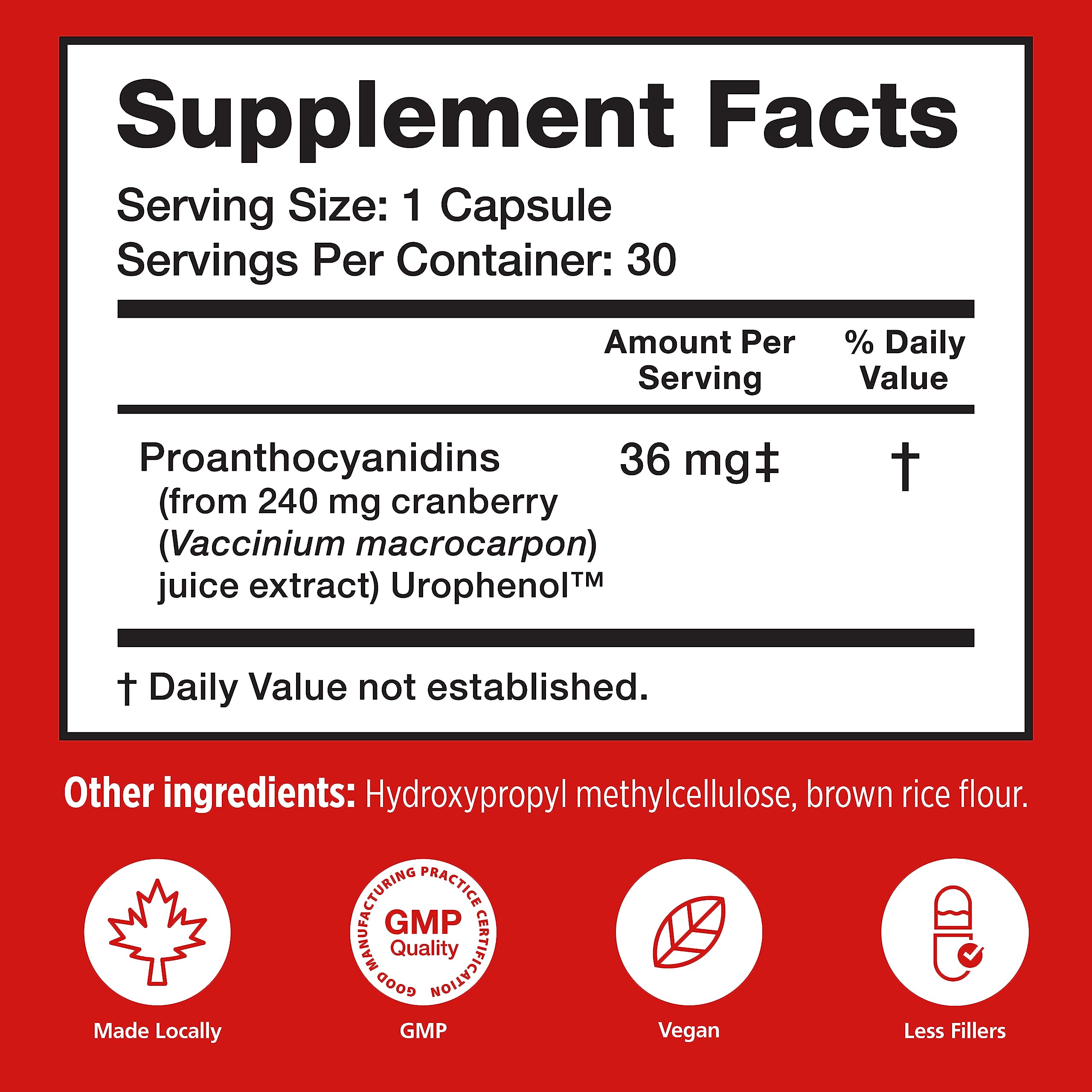 Utiva Cranberry PACs – Clinically Studied Ingredients 36mg PACs for UTI Avoidance - Supplement for Urinary Tract Health for Women and Men – Cranberry Extract Pills for Bladder Health, 30 Vegi Capsules