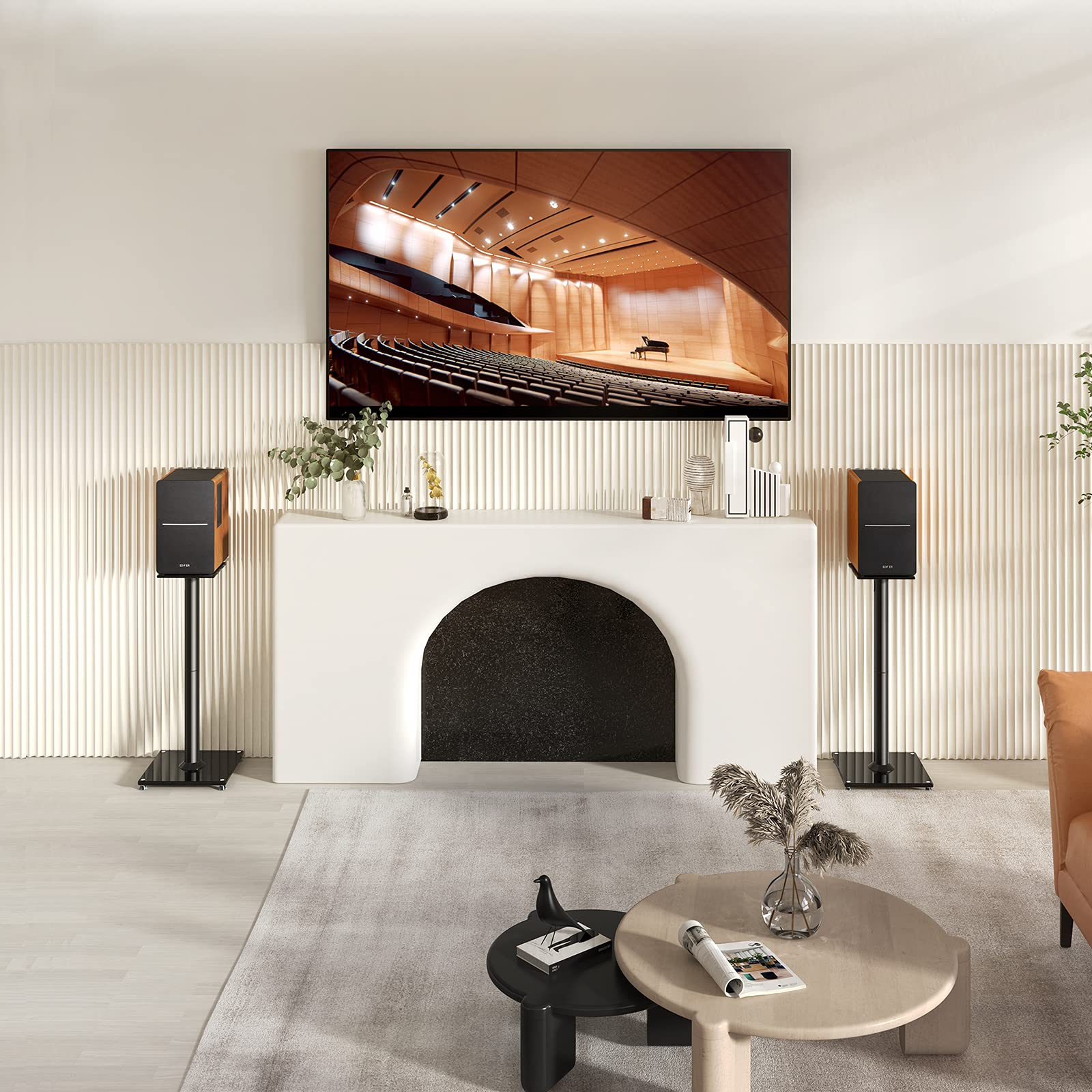 Perlegear Universal Speaker Stands for Surround Sound up to 22lbs - 28 Inch Bookshelf Speaker Stands for Bose, Polk, JBL, KEF, Klipsch & Others, Floor Speaker Stand with Cable Management 1Pair- PGSS6