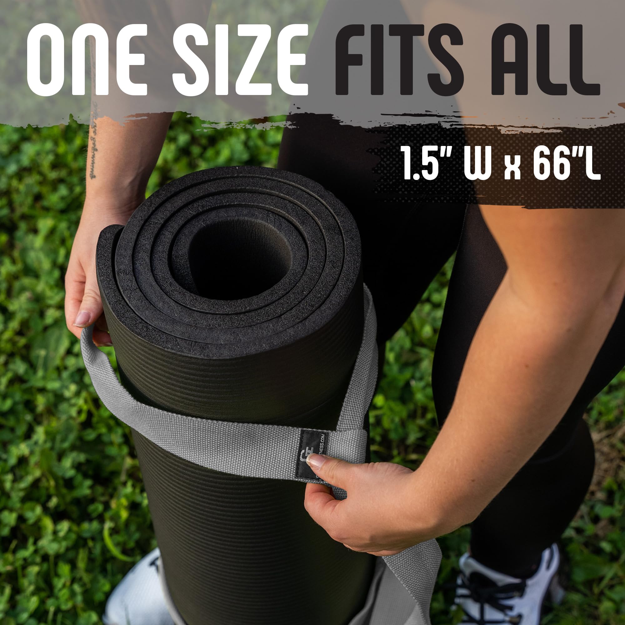 Gradient Fitness Yoga Mat Strap, Premium Cotton Blend, Yoga Mat Carrier, Yoga Mat Holder, Yoga Mat Straps for Carrying (Gray)