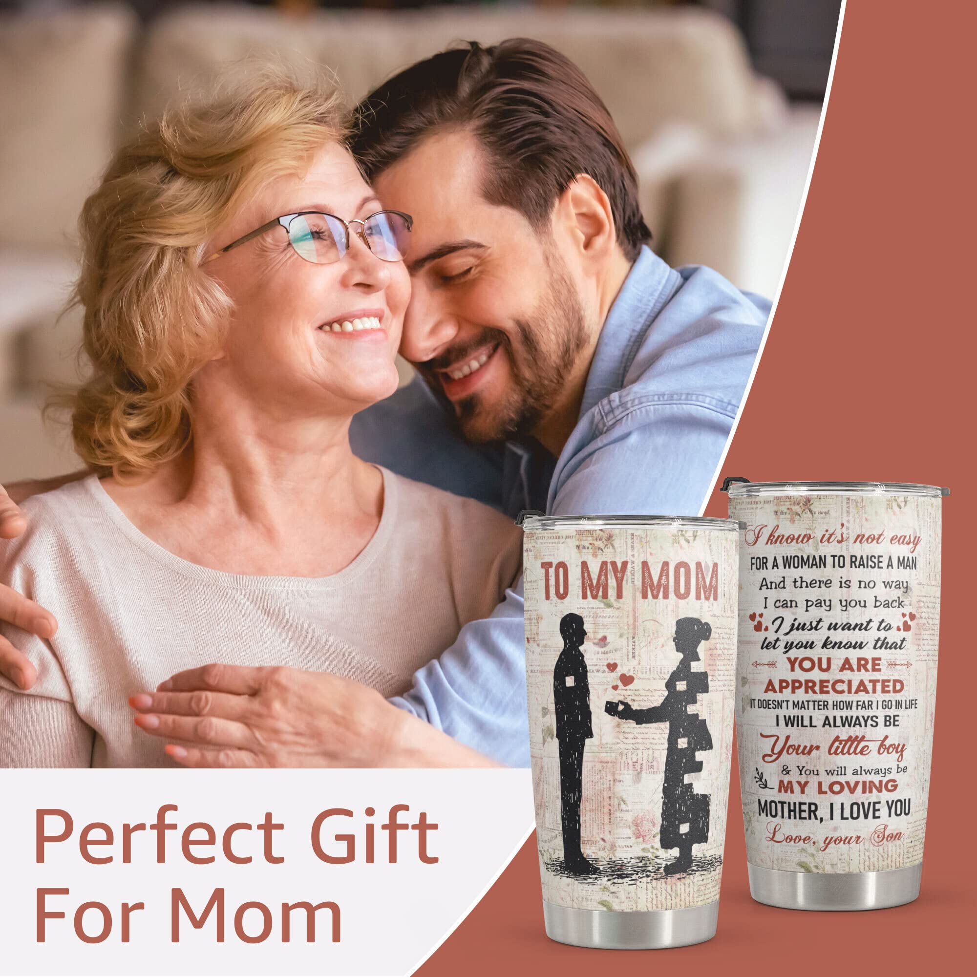 Macorner Gift For Mom From Son - Birthday Gifts for Mom & Christmas Gifts From Son - Mom Gifts From Kids Mothers Day Gifts For Women - Mother's Day Gifts For Mom From Son Stainless Steel Tumbler 20oz