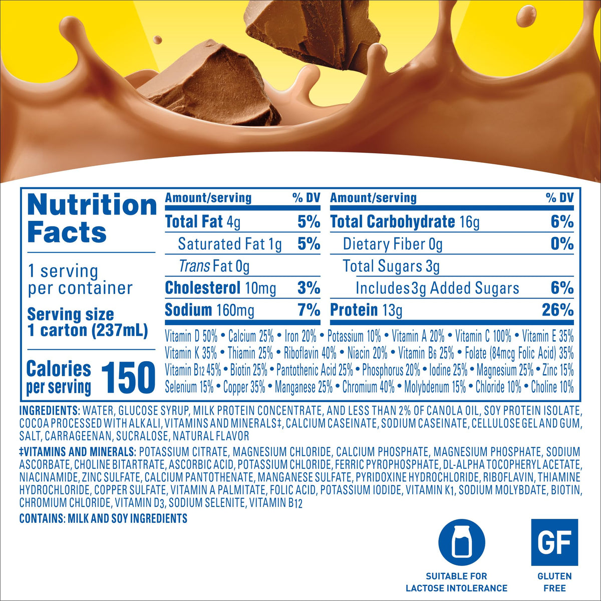 Carnation Breakfast Essentials Light Start Nutritional Drink, 13g Protein Ready-to-Drink, 70% Less Sugar, Immune Support, Vitamins, Gluten Free, Chocolate, 8 FL OZ Carton (24 Pack)