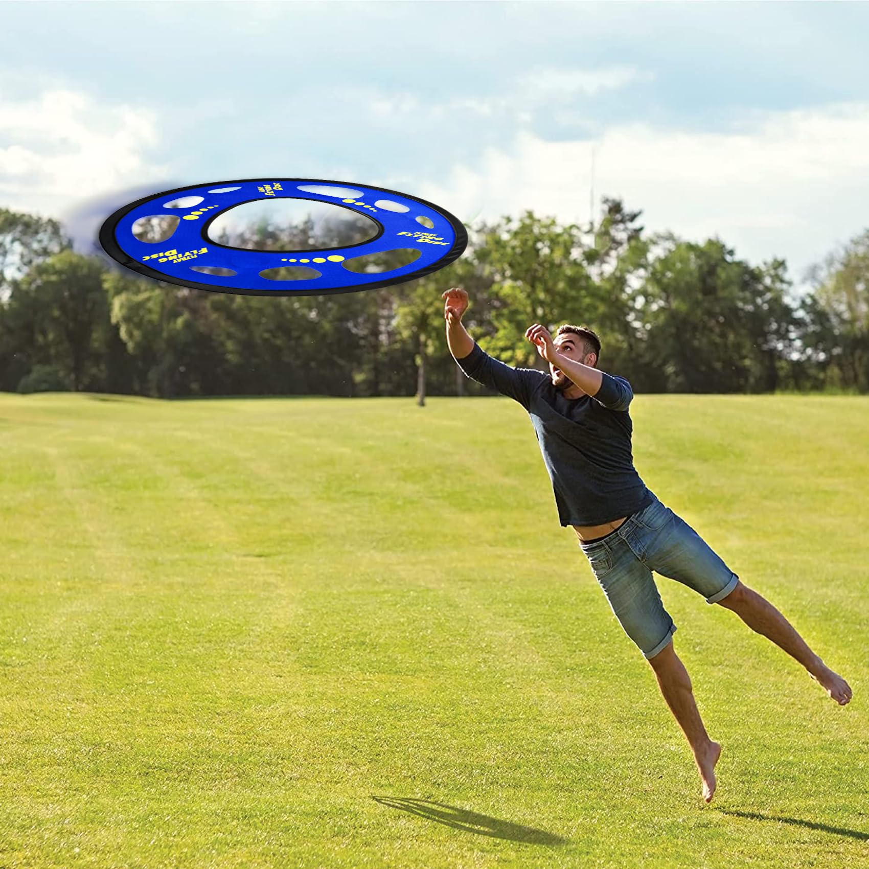 Giant Flying Disc Soft, Foldable & Floats in Air - Encourage Outdoor Play & Family Fun - Great for Kids, Parent-Child Interaction, and School Activities (27 Inch)