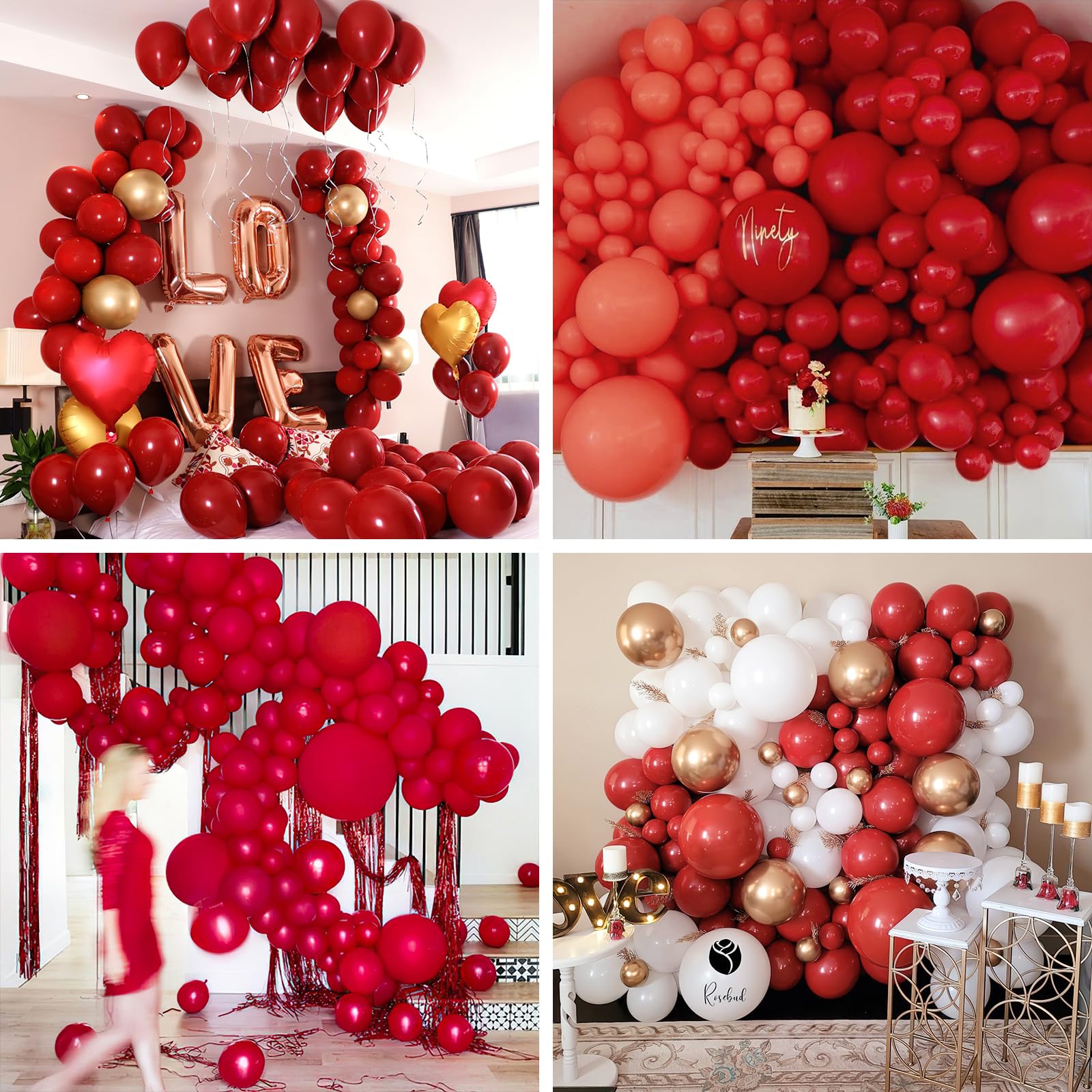PartyWoo Maroon Balloons 140 pcs Different Sizes of 18 12 10 5 Inch Dark Red Burgundy Ruby Red Balloon Arch Kit Garland for Graduation Valentine's Day Wedding Anniversary Party Decorations Red-Y75