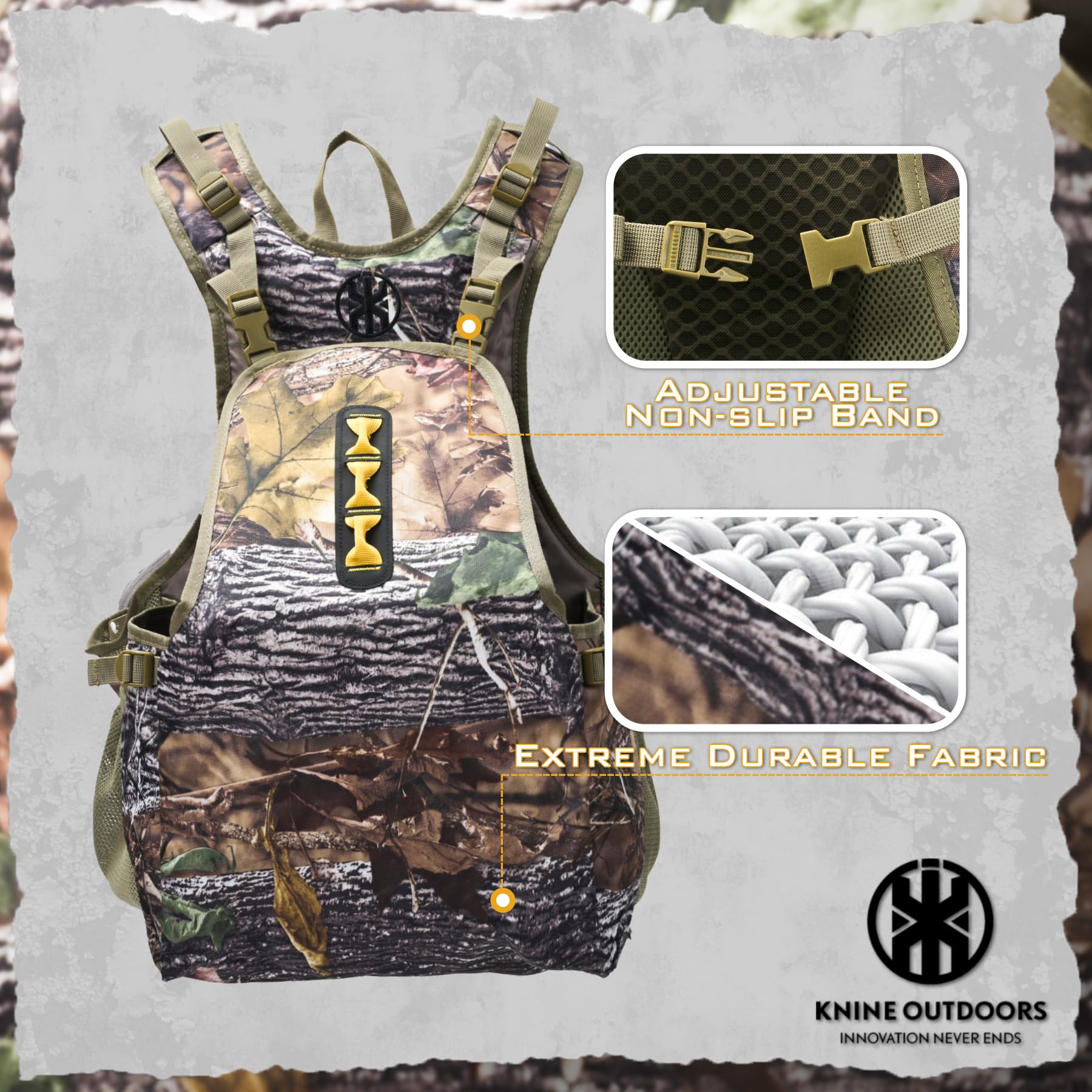 KNINE OUTDOORS Turkey Vest with Seat Cushion, Turkey Vest for Hunting, Turkey Hunting Vest with Game Pouch