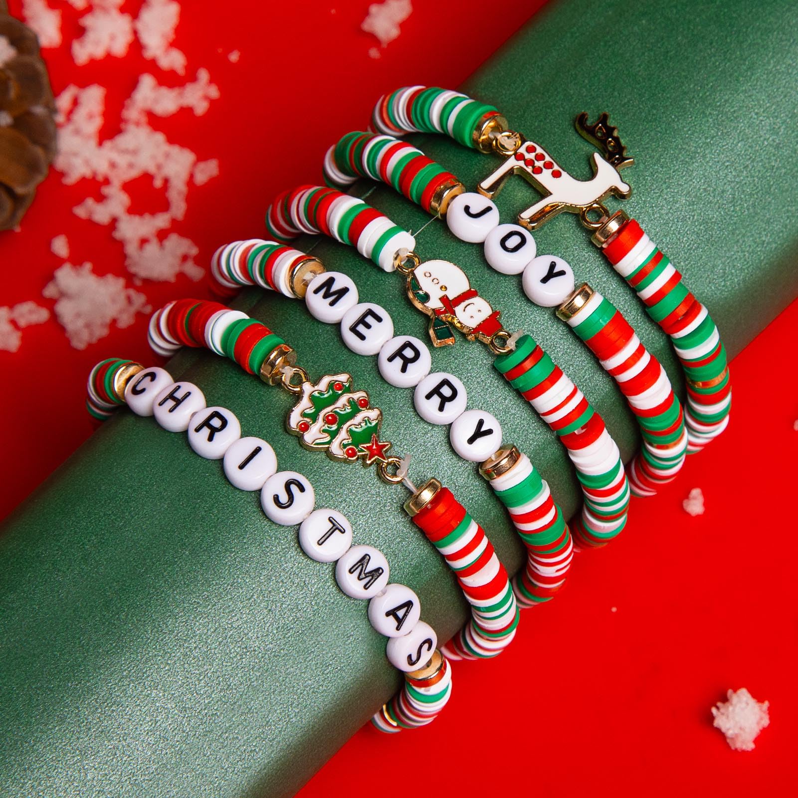 Artlunar 6 Pack Cute Xmas Bracelets for Women Teen Girls as Party Gifts