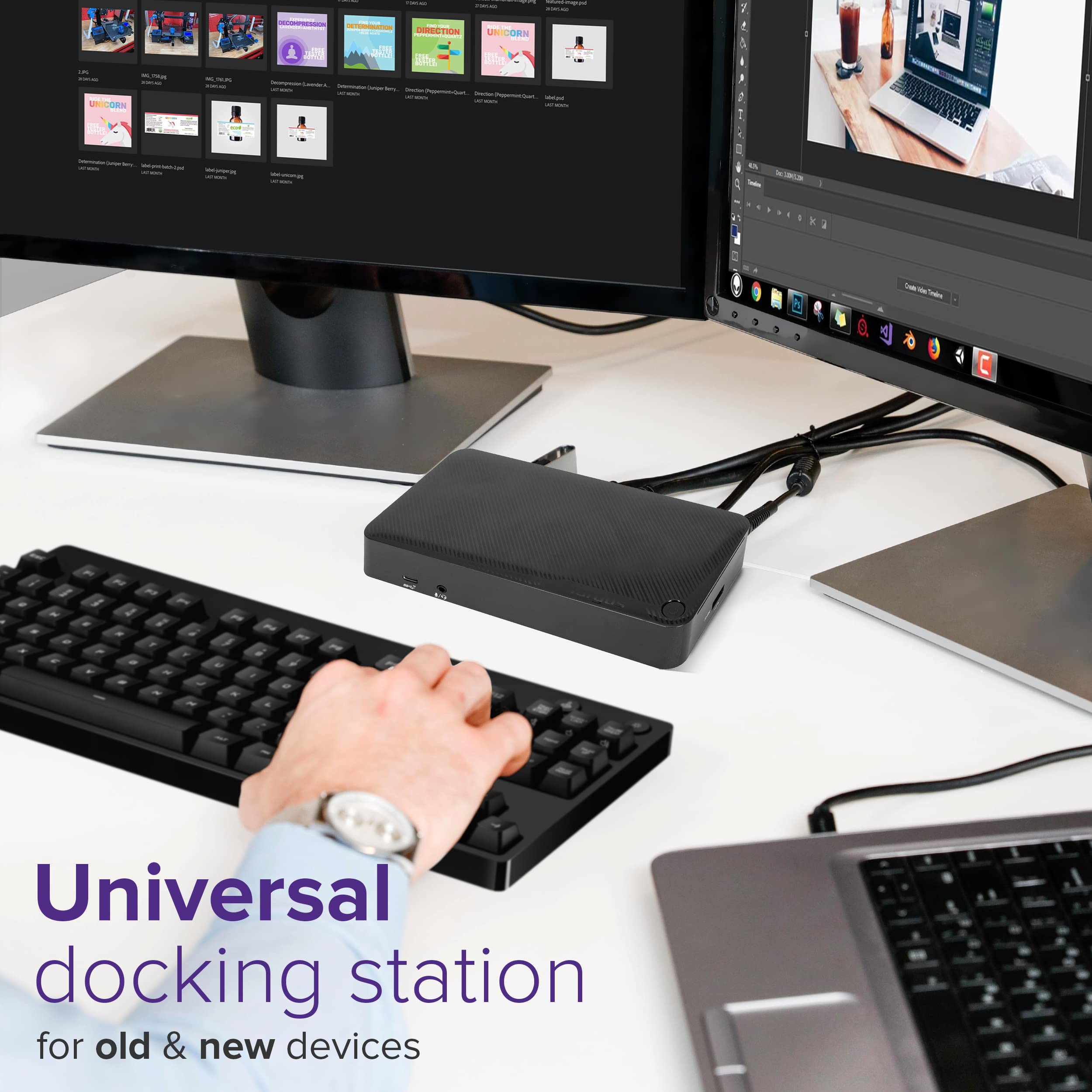 Targus USB C Docking Station Universal DV4K, USB C Laptop Docking Station Dual Monitor 2 HDMI, with Legacy Host Power Kit, Works w/Operating Systems Like Windows, Mac, Android, iOS (DOCK192USZ)