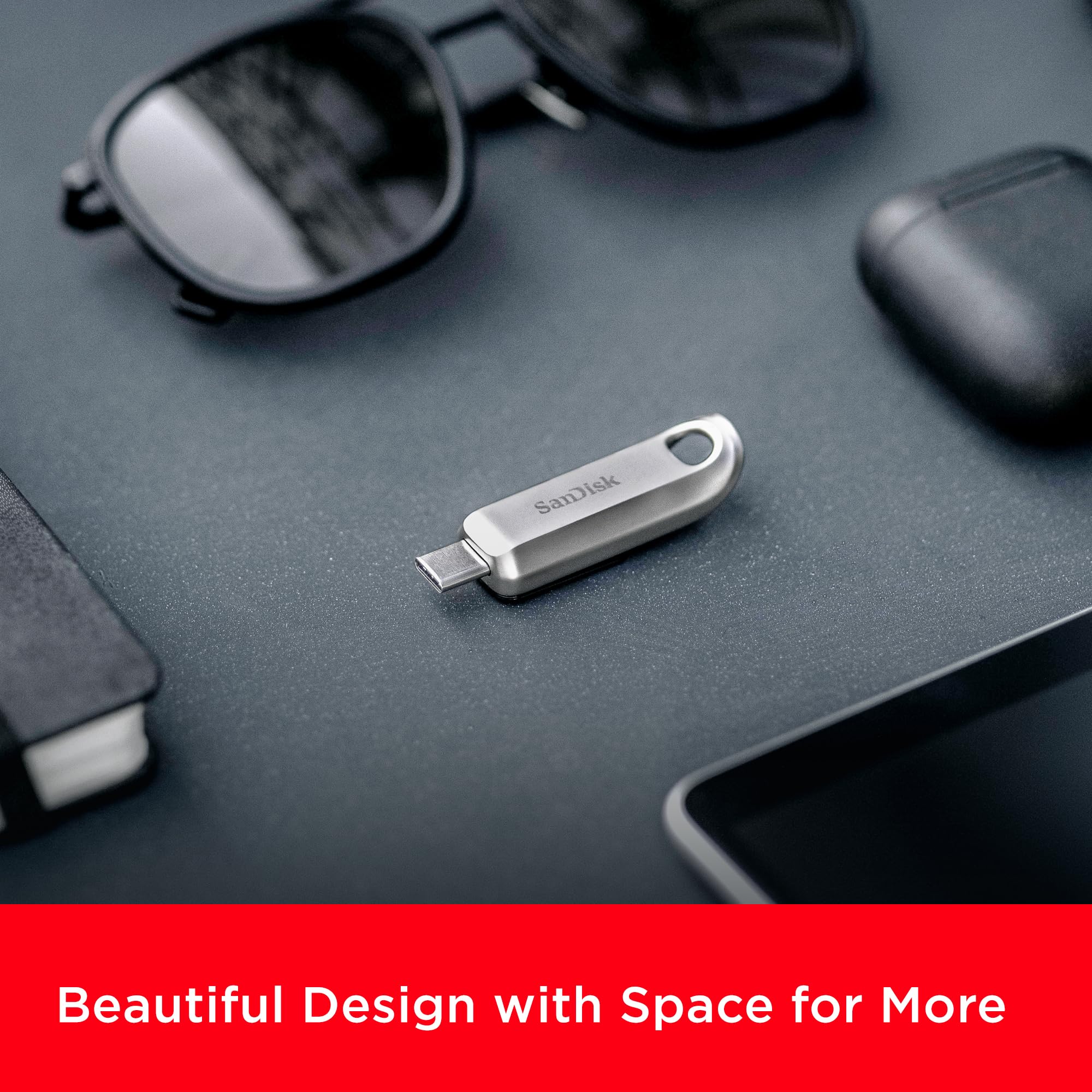 SANDISK 256GB Ultra Luxe USB Type-C Flash Drive - Up to 400MB/s, USB 3.2 Gen 1, Premium Metal Design - SDCZ75-256G-G46