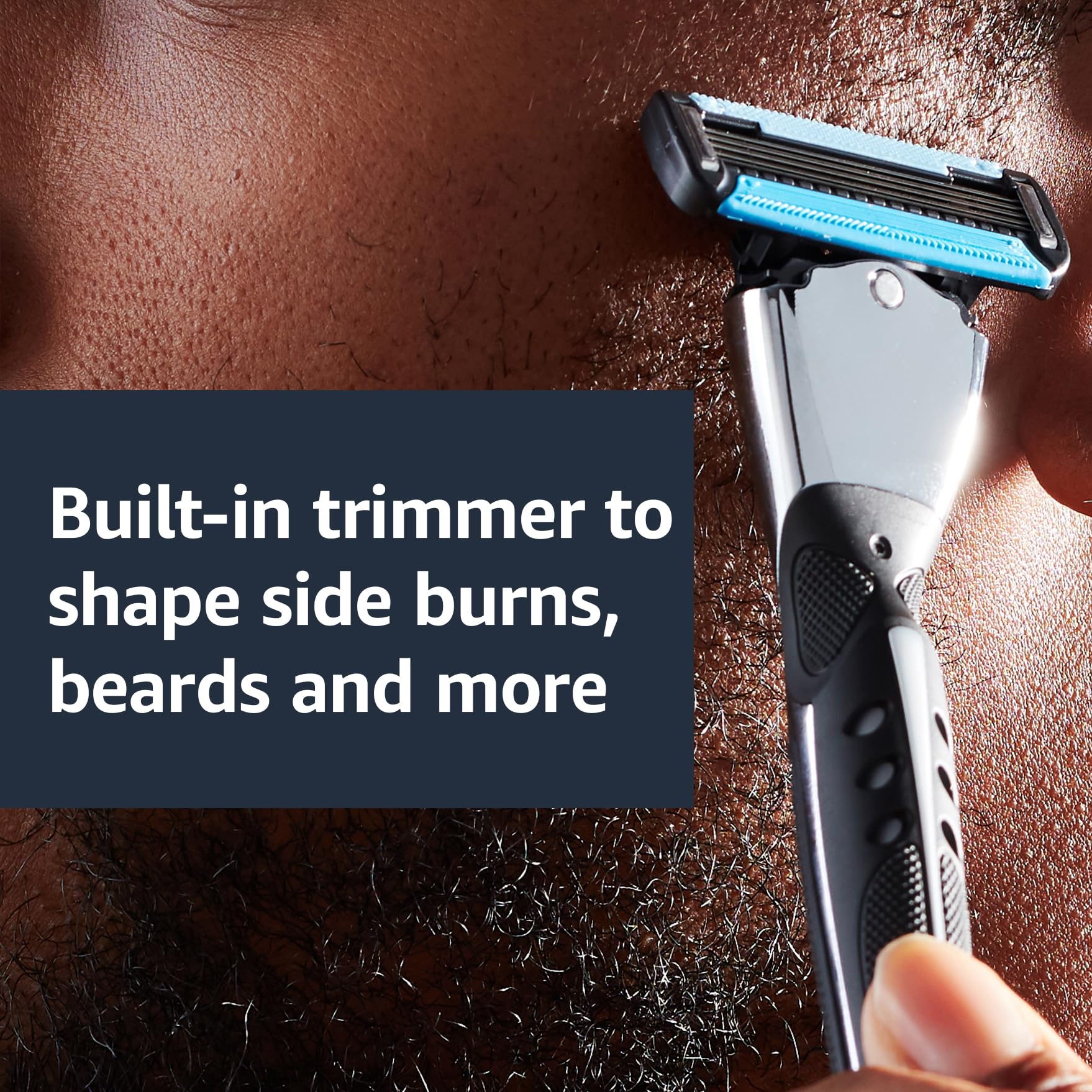 Amazon Basics 5-Blade Razor Refills for Men with Dual Lubrication and Precision Beard Trimmer, 12 Cartridges (Fits Amazon Basics Razor Handles only)