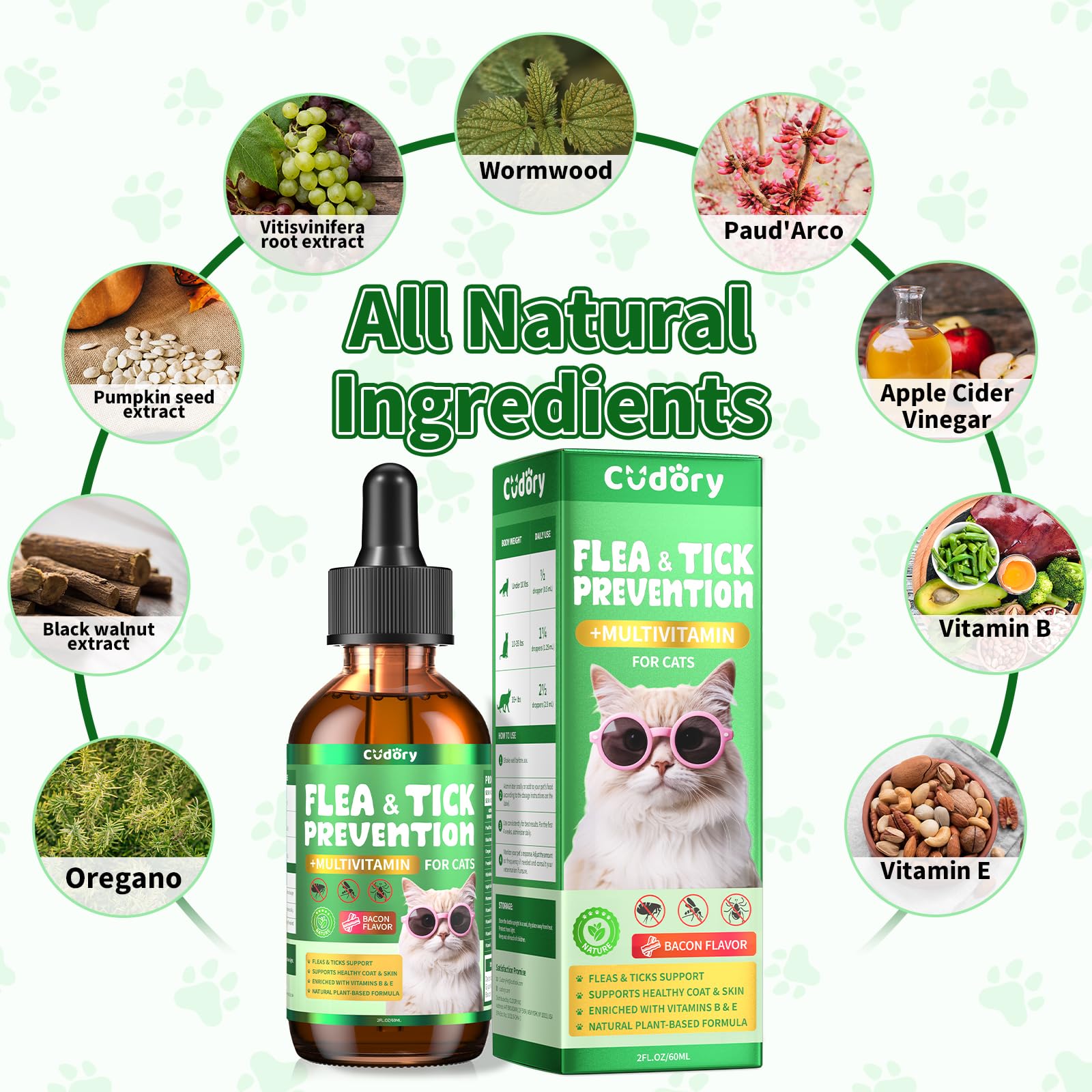 Flea & Tick Support for Cats 500 Crunchy & Creamy Chews Flea & Tick Support for Cats – Natural Herbal Drops with Multivitamin