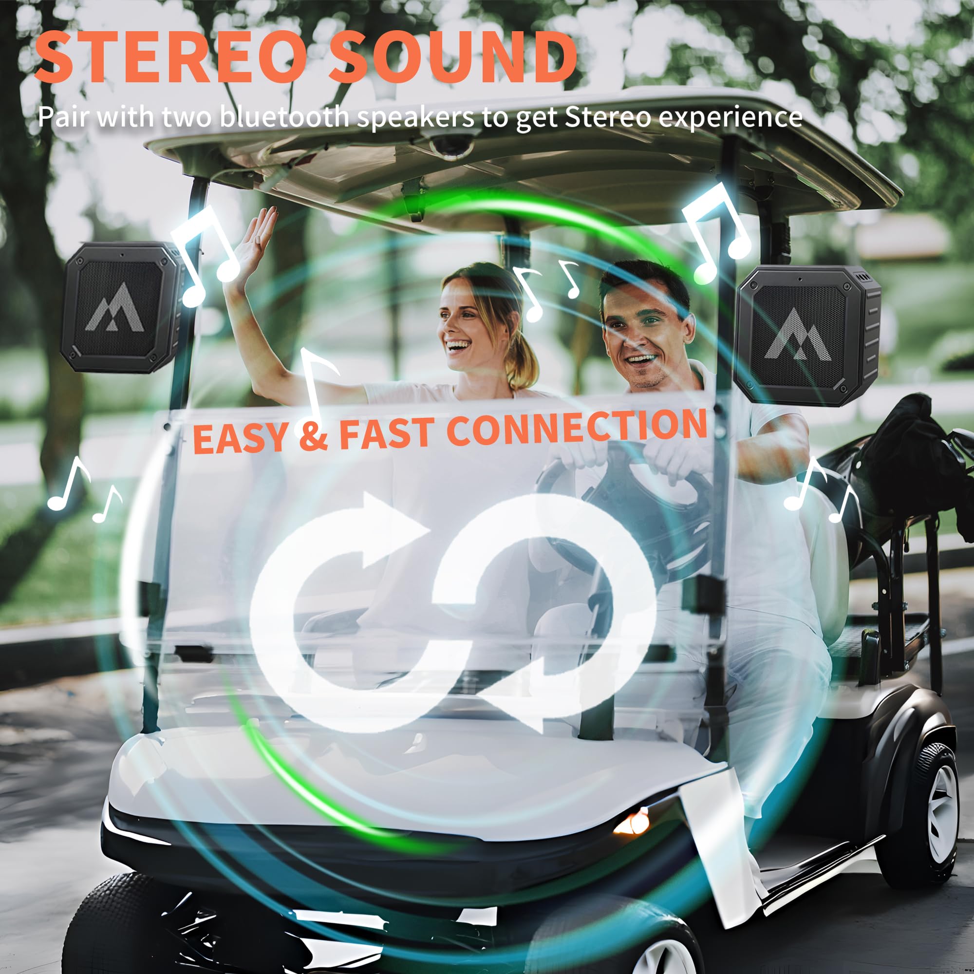 MAGOLFIN Magnetic Golf Speaker with Storage Case, IPX7 Portable Golf Cart Speaker 24H Playtime, 18W Loud Stereo Sound Magnetic Bluetooth Speaker for Golf Cart Accessories, Golf Gifts for Men