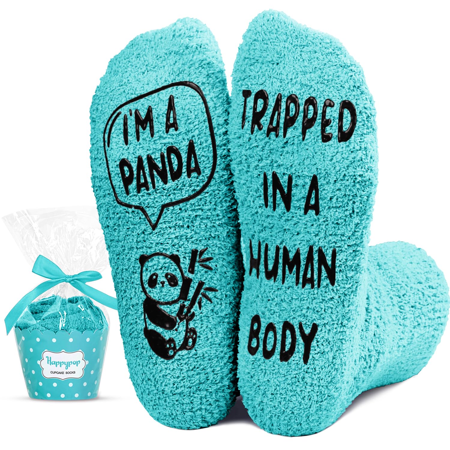 HAPPYPOP Panda Gifts for Women - Funny Socks Men, Panda Lover Gifts, Novelty Panda Socks, Crazy Fuzzy Socks for Teen Girls Boys
