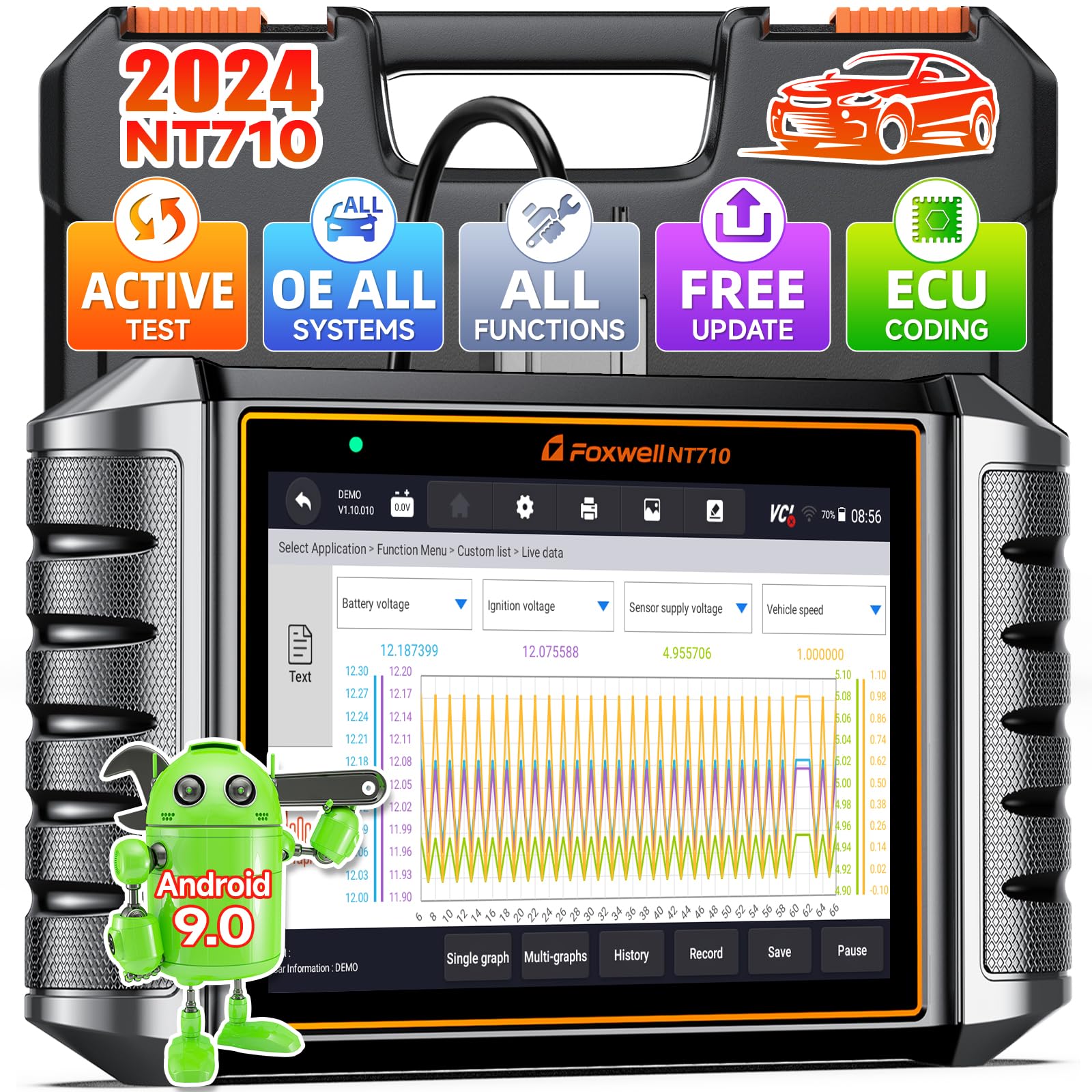 FOXWELL NT710 fit for BMW Diagnostic Scan Tool Full System OBD2 Bi-directional Scanner fit for BMW Mini Code Reader, Battery Registration, Lifitime Free WiFi Update, ECU Coding Injector All Reset ABS