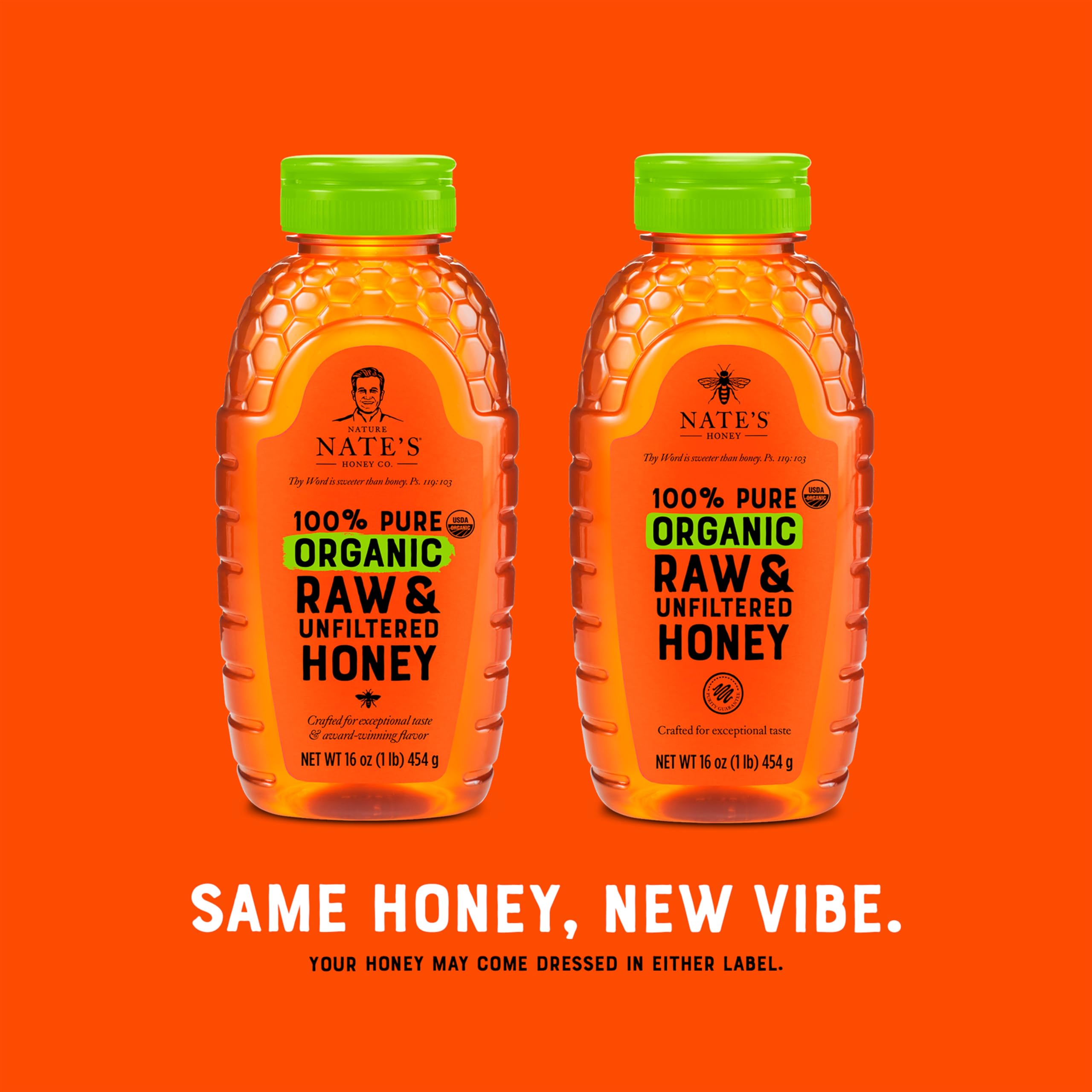 Nate's Organic 100% Pure, Raw & Unfiltered Honey - USDA Certified Organic - 16oz. Squeeze Bottle
