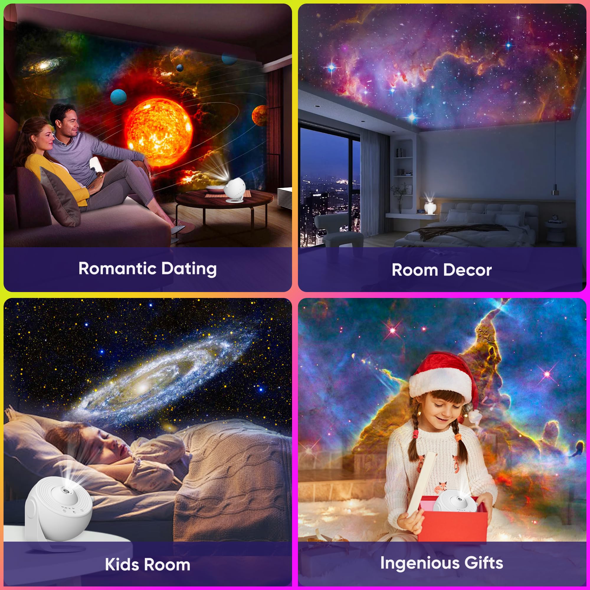 FlyLily Galaxy Projector - 13 in 1 HD Planetarium Star Projector for Bedroom, 360 Rotating Galaxy Light with Adjustable Knob and Timer for Kids, Ceiling, Gifts, Room Decoration