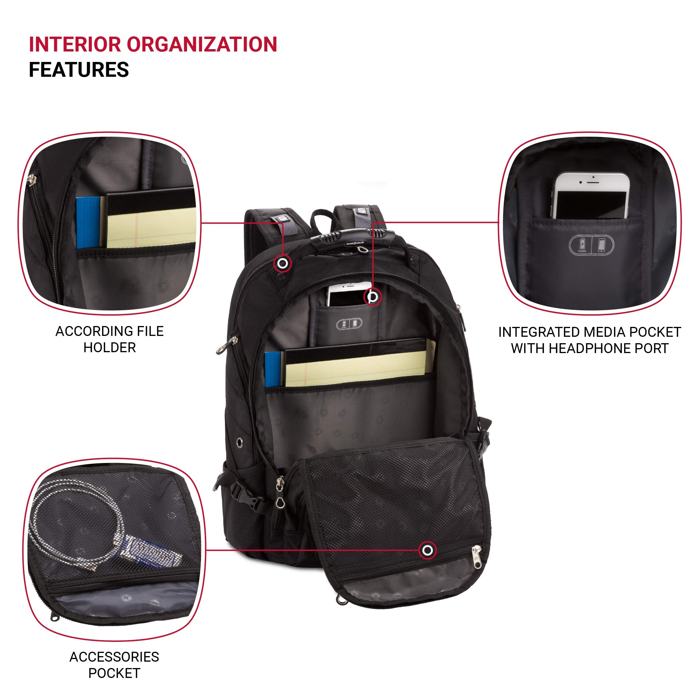 SwissGear 1923 ScanSmart Laptop Backpack, Black/Silver, 17-Inch