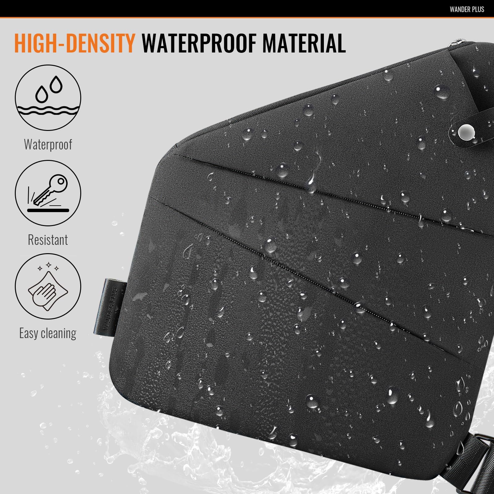 WANDER PLUS Anti Theft Crossbody Bag, Sling Chest Bags for Women Men, Shoulder Bag Anti-theft Design for Travel, Sport, Work (Black)