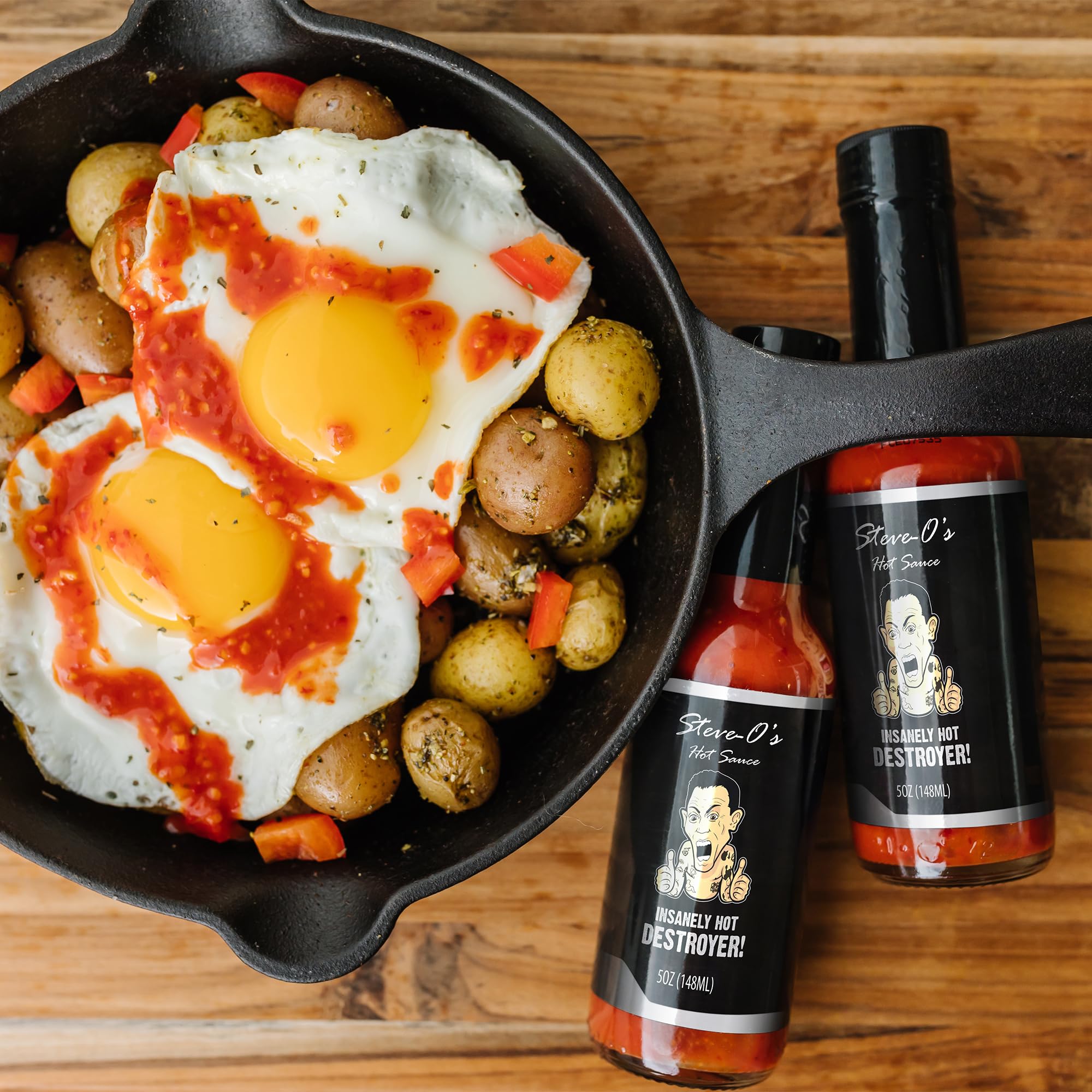 Steve-O's Destroyer Hot Sauce | Extreme Heat with Garlic, Scorpion, Naga Jolokia & Carolina Reaper Peppers | Spicy Sauce for Tacos, BBQ, Potatoes & Veggies | 5 fl oz