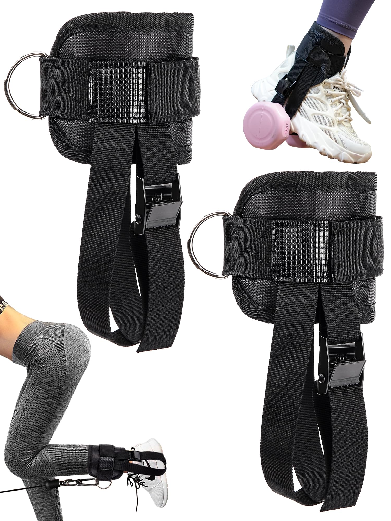Siumir Dumbbell Foot Attachment 2 Pack, Upgraded Structure/Enhanced Safety and Stability, Adjustable Ankle Straps for Dumbbells Weights and Cable Machines, Leg Extensions
