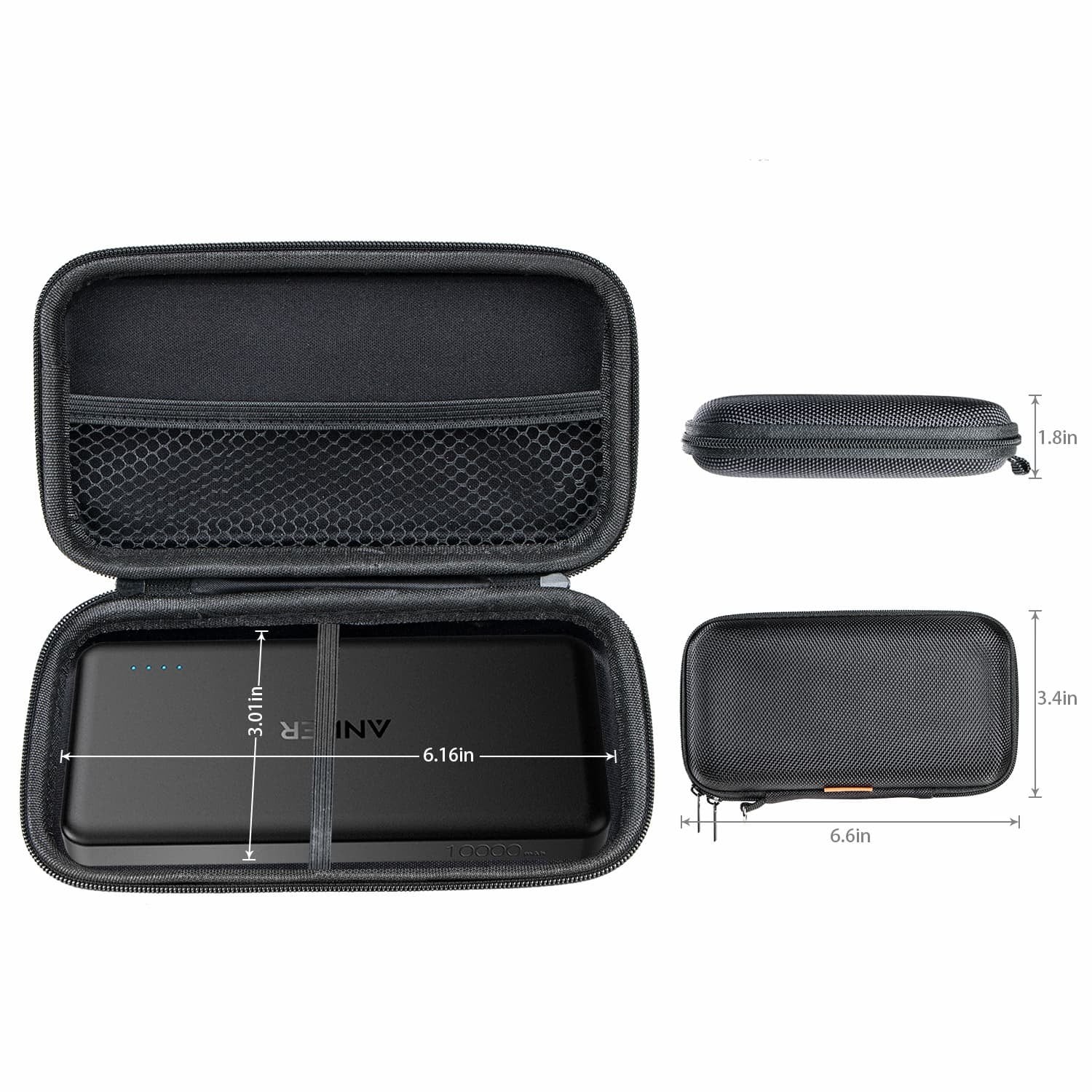 GLCON Portable Protection Hard EVA Case for External Battery,Cell Phone,GPS,Hard Drive,USB Charging Cable,Carrying Bag Mesh Inner Pocket,Zipper Enclosure,Universal Travel Pouch Bag