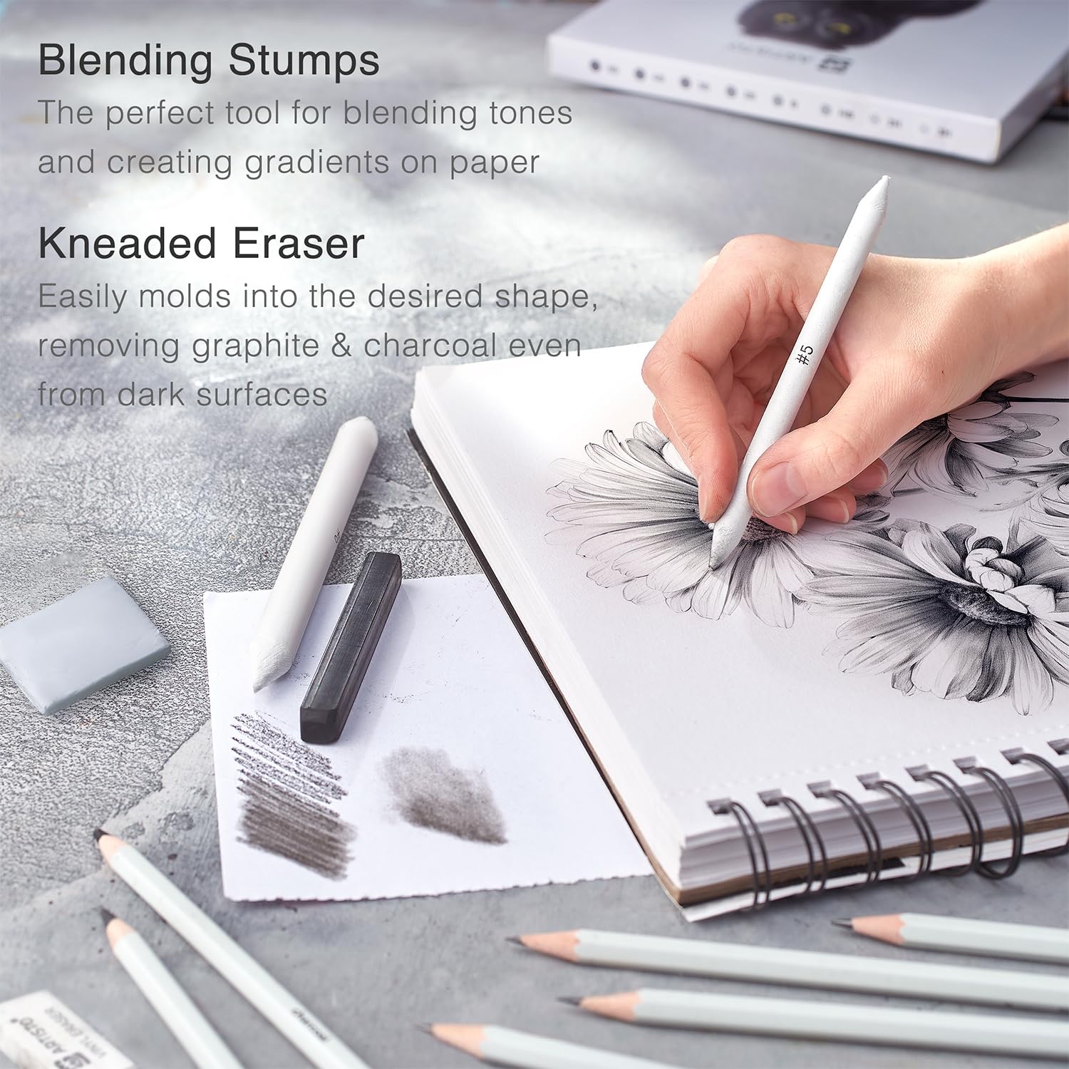 Artisto Drawing and Sketching Pencil Art Set (20 Items): Complete Kit with Graphite Pencils, Charcoal Pencils, Sticks, Blending Stumps, Erasers, and Sharpeners