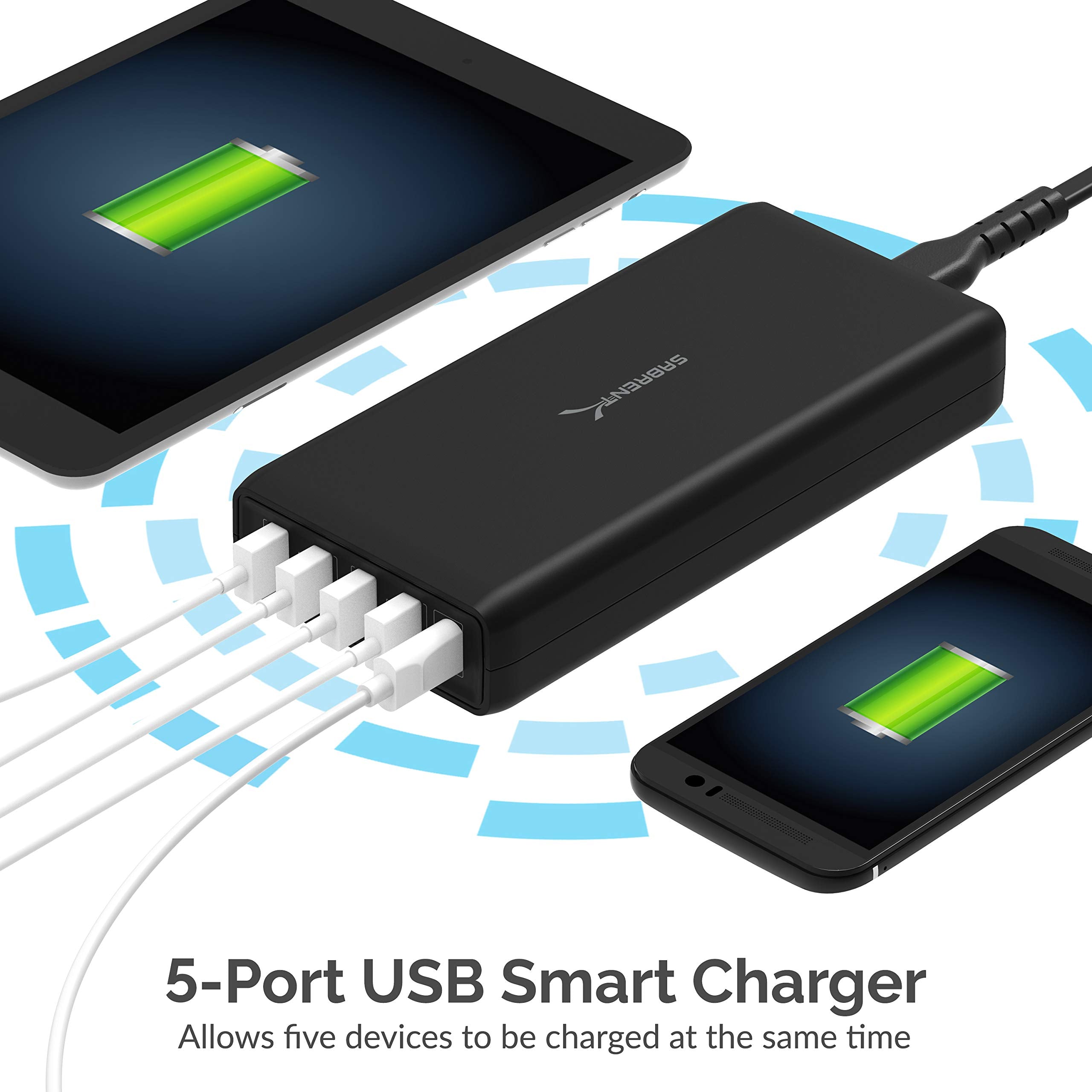 SABRENT 114W 5 Port USB A and USB Type C PD Smart Charger Charging Station (AX-LPD5)