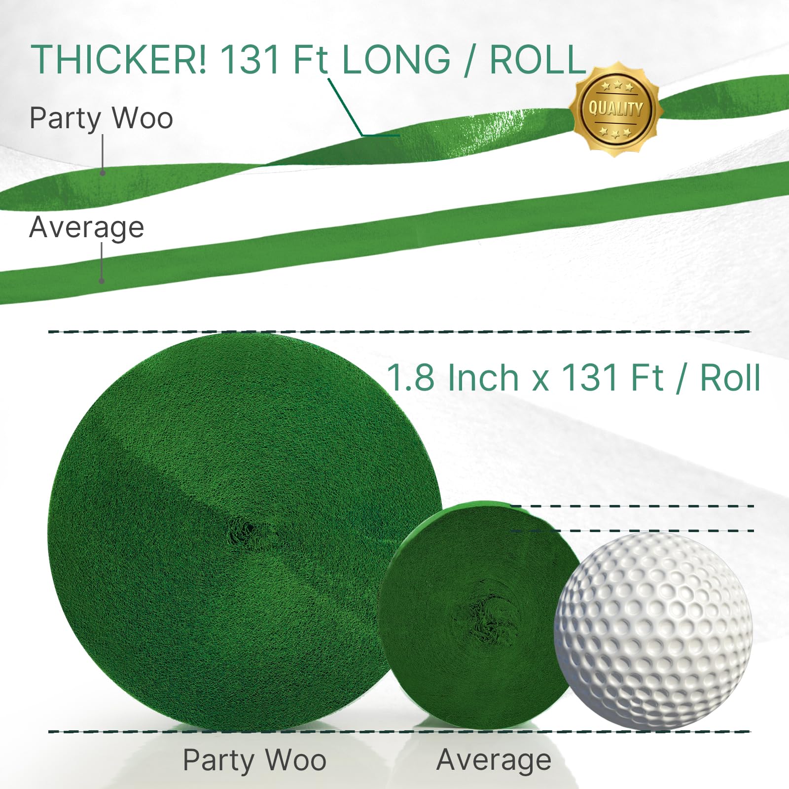 PartyWoo Extra Large Crepe Paper Streamers 3 Rolls 393ft, Pack of Light Green Crepe Paper Party Streamers, Crepe Paper for Party Decorations, Baby Shower Decorations (1.8 Inch x 131Ft/Roll)