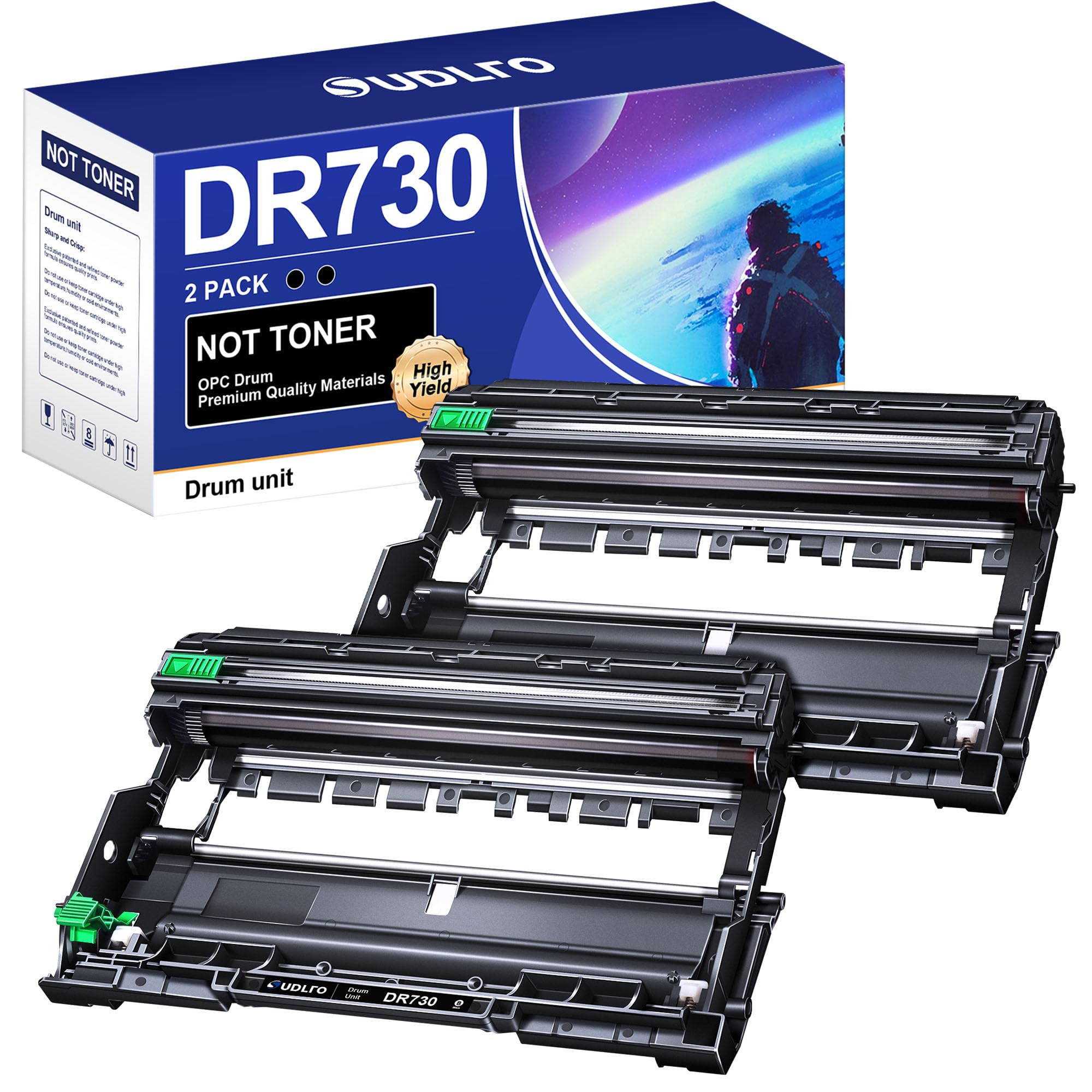 DR730 Drum Unit Brother DR730 (Not Toner) Replacement for Brother Drum DR730 DR-730 to Compatible with MFC-L2750DW HL-L2370DW MFC-L2710DW HL-L2350DW DCP-L2550DW Printer (2 Black)