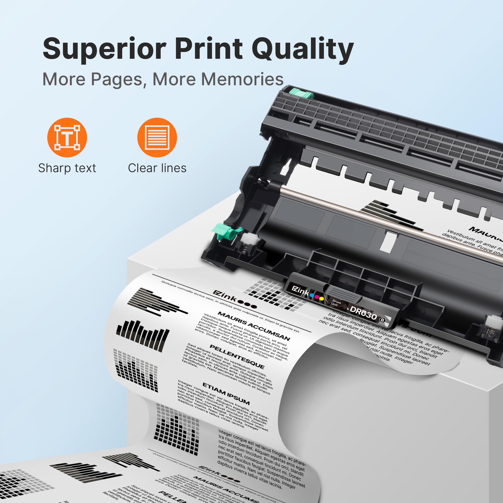 E-Z Ink Compatible Drum Unit (Not Toner) Replacement for Brother DR630 DR 630 Compatible with HL-L2300D HL-L2320D HL-L2340DW HL-L2360DW HL-L2380DW MFC-L2740DW MFC-L2700DW DCP-L2540DW (1 Pack)