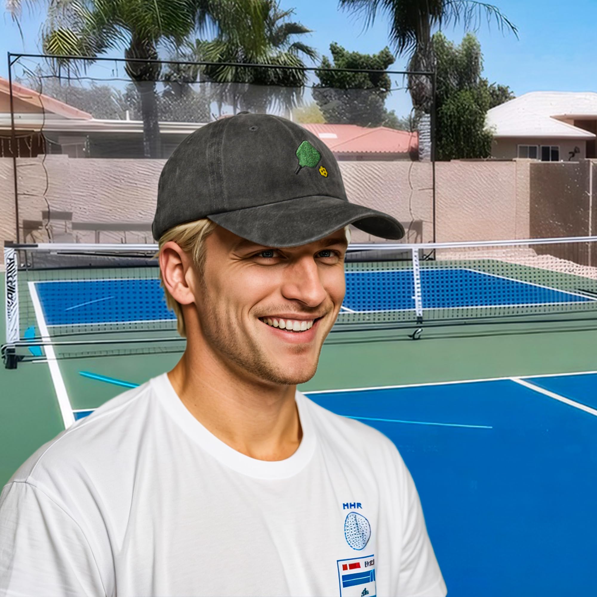 MINYJHZ Pickleball Hat, Pickleball Gift for Men Women, Adjustable Embroidered Baseball Cap, Comfortable, Breathable and Fashionable Black