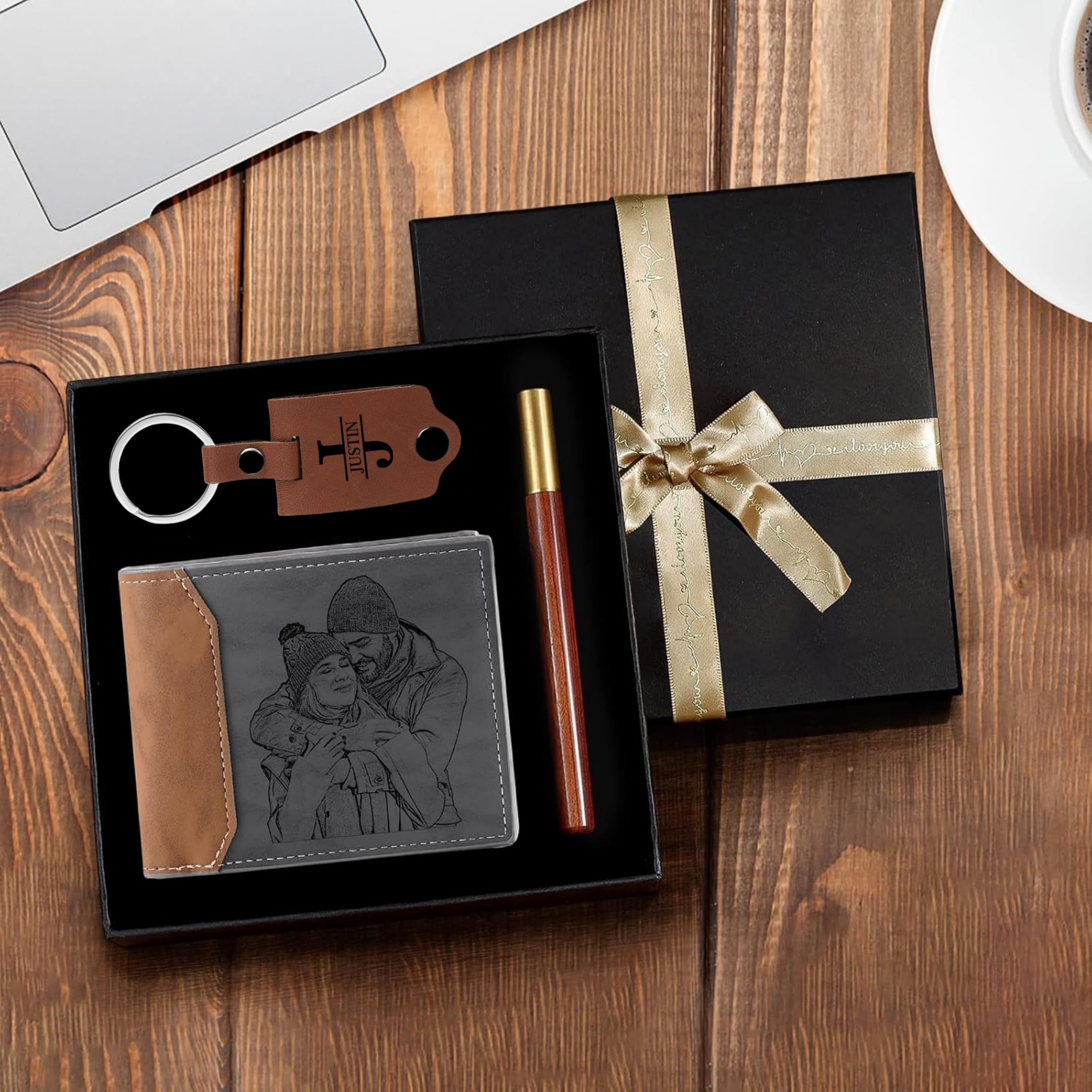 Nameinhea Custom Wallets for Men Personalized Photo Wallet for Men Engraved Wallets Personalized Gifts for Dad Husband Son,Valentines Day Gifts for Him (Custom Wallet -1)