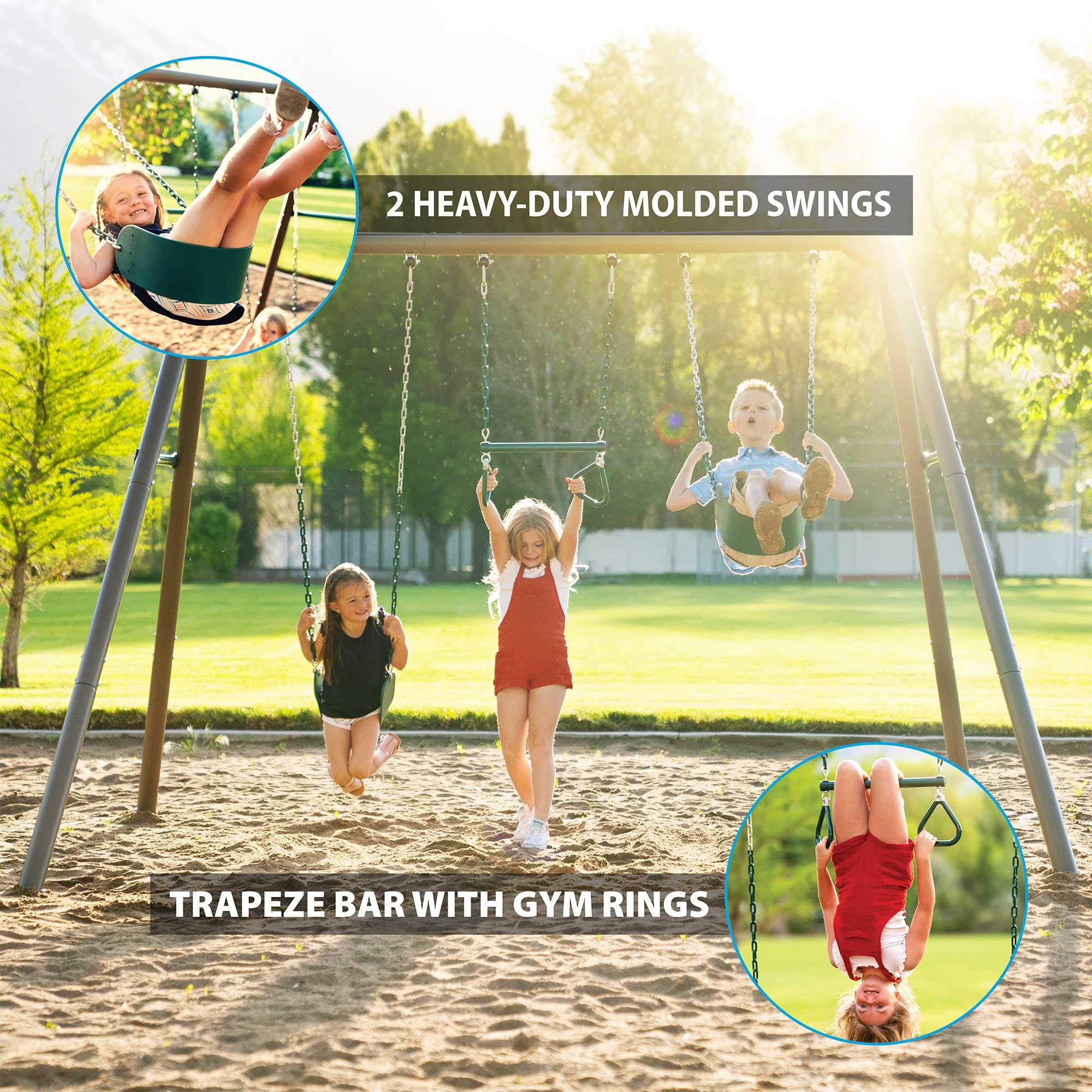 Lifetime Metal Swing Set for Kids, Outdoor Heavy Duty Playset