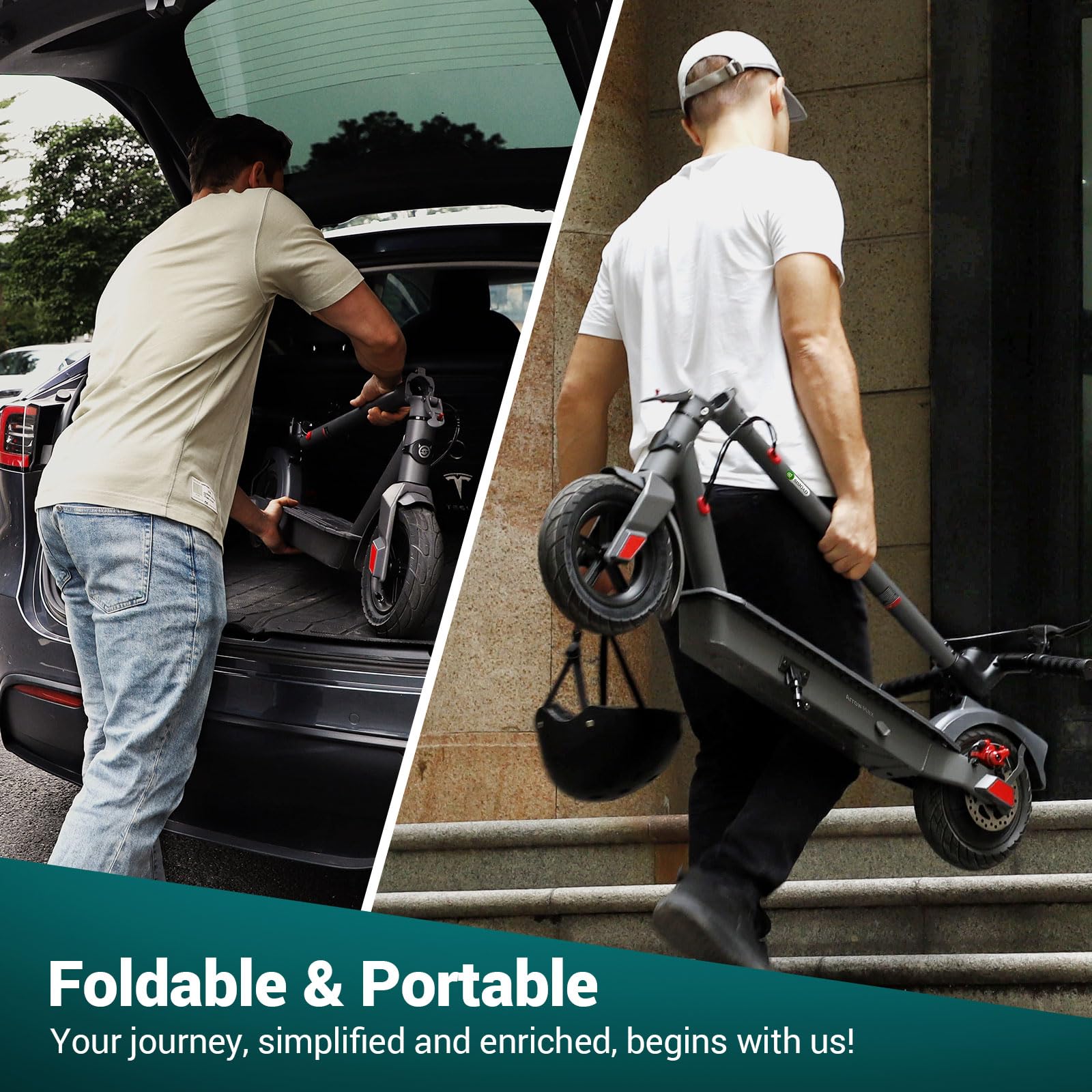 SISIGAD Electric Scooter Adults 10" Solid Tires, Peak 600W Motor, Max 20 Mph Speed, Up to 30 Miles Long Range, Portable Folding E-Scooter for Adults Commuter with Dual Braking System and App