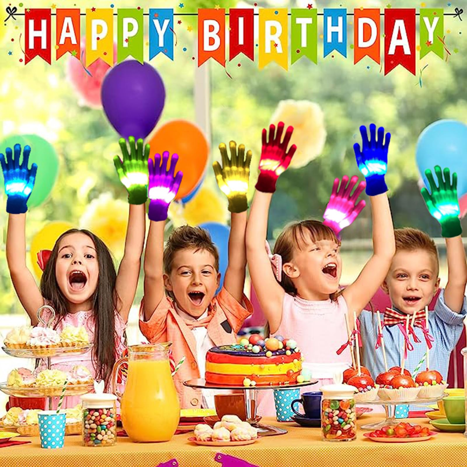 COLEDRE Led Gloves Boys Toys Gifts Age 6-12 Years Old Stocking Stuffers 12 Colors Light Up Birthday Halloween Party for Kids Adults Teens(1PM)