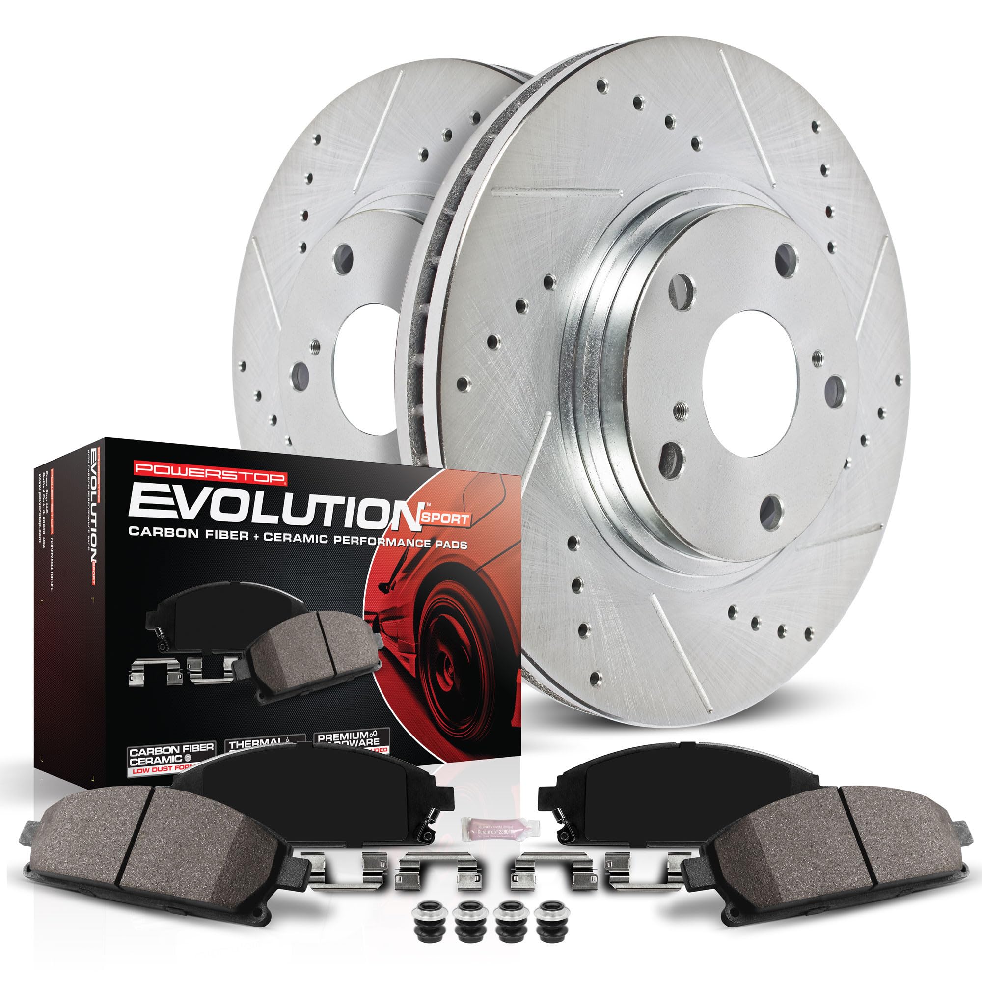 Power Stop K3167 Front Z23 Carbon-Fiber Ceramic Brake Pads and Drilled Slotted Rotors Brake Kit For 2010-2021 Lincoln Navigator Ford Expedition | 2010 2011 2012 2013 2014-2020 Ford F-150 6 Lug