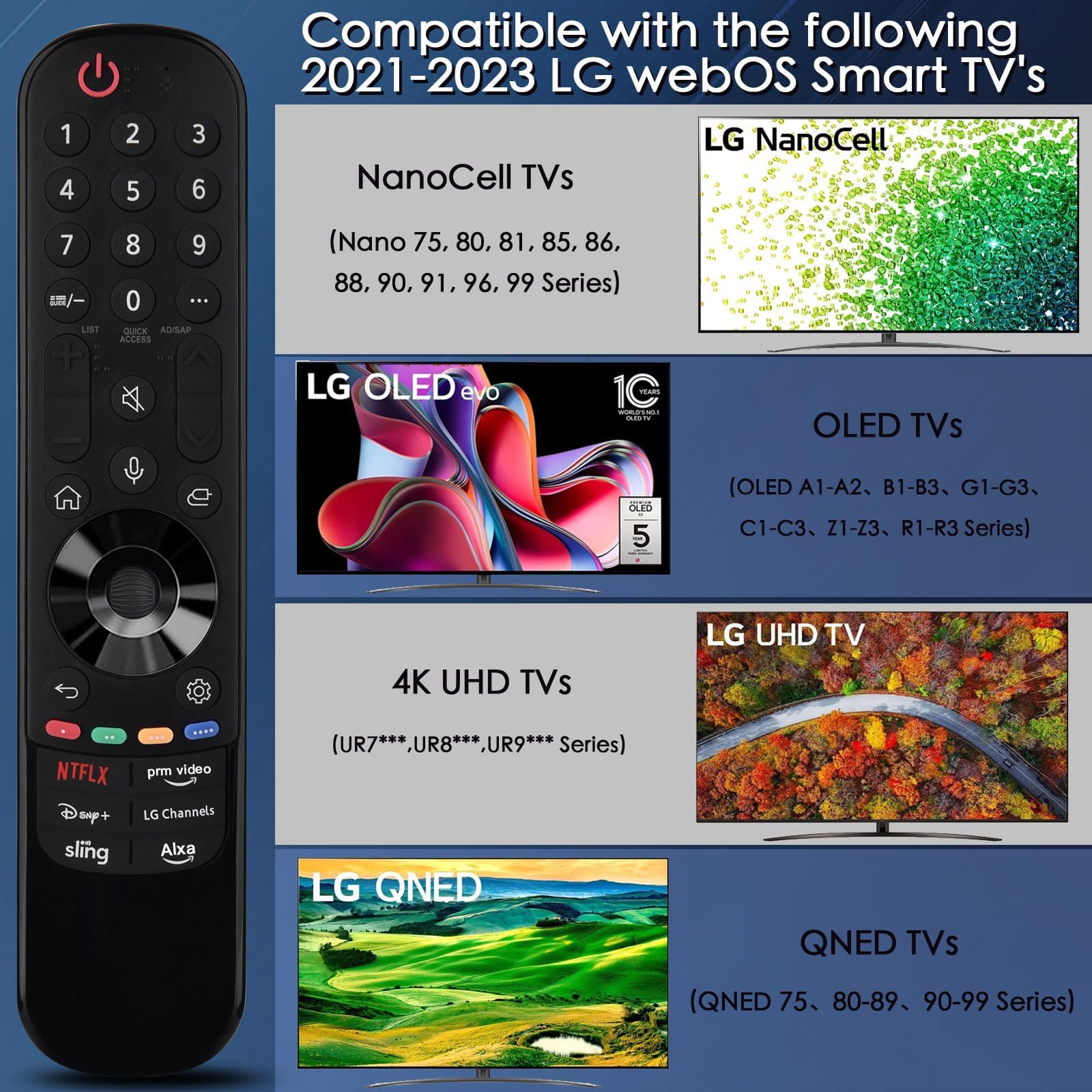 Magic Remote Compatible for LG Smart TV,Universal Replacement Magic Control for 2023 to 2019 LG TV,Compatible AN-MR23GA/23GN,AN-MR22GA/22GN,AN-MR21GA,for UHD OLED QNED NanoCell 4K 8K Models