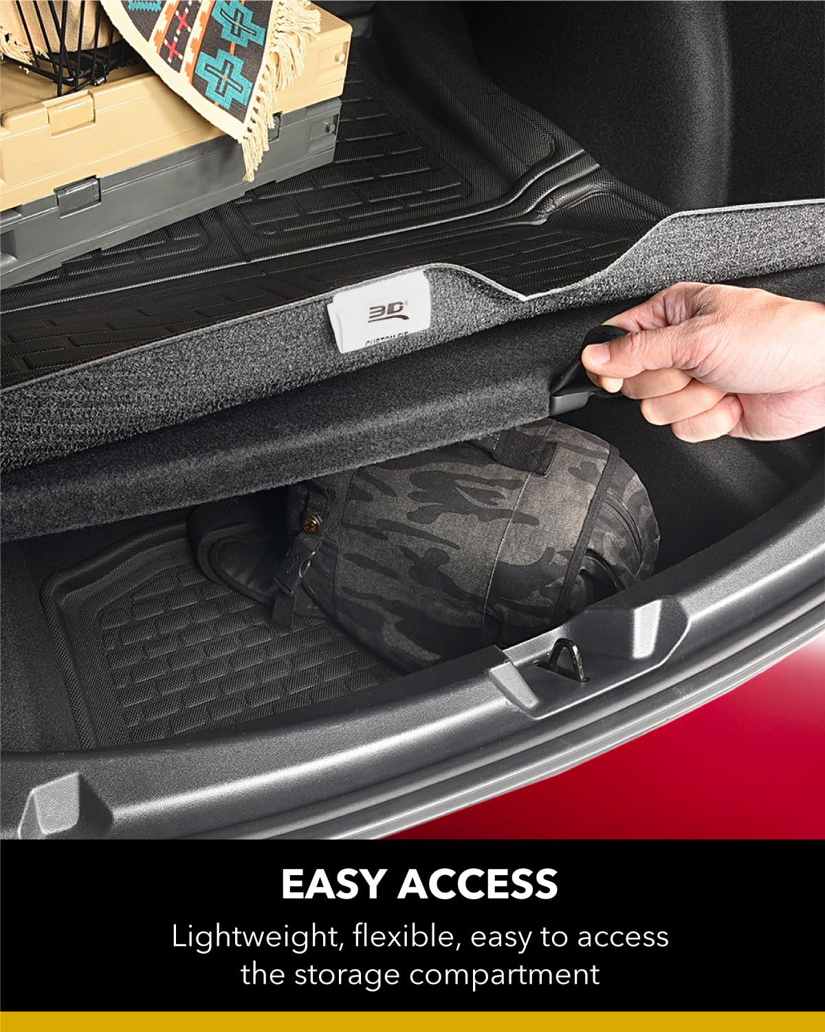 3D MAXpider Custom Fit Kagu Cross Fold Cargo Liner (Black) Compatible with Hyundai Palisade 2020-2025- Behind 2nd Row Cargo Liner