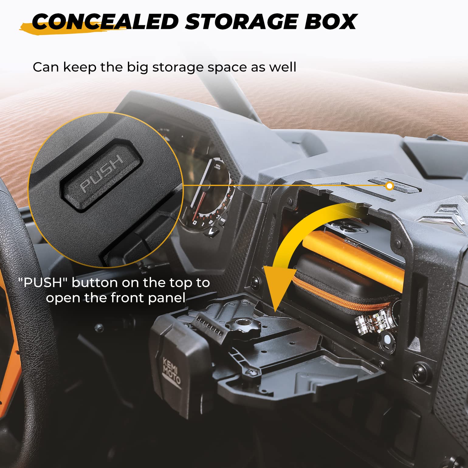 KEMIMOTO Electric Device GPS Mount Storage Box Compatible with 2019-2023 Polaris RZR XP Turbo RZR XP 1000 Accessories RZR Tablet Mount RZR Phone Mount Extra Space Adjustable Navigation Tablet Holder