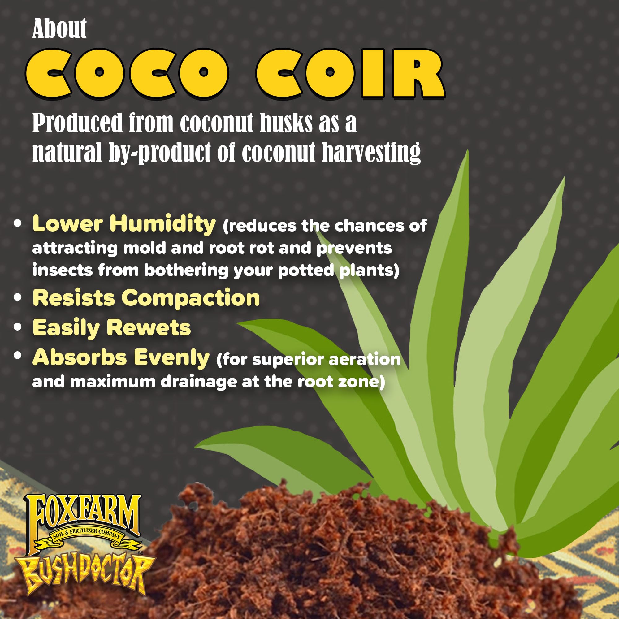 FoxFarm Bush Doctor Coco Loco Potting Mix, 2cu ft (Pack of 2) - Extends Your Watering Schedule, Triple-Washed to Reduce Salt Content - Perfect for Cultivating Healthy Plants