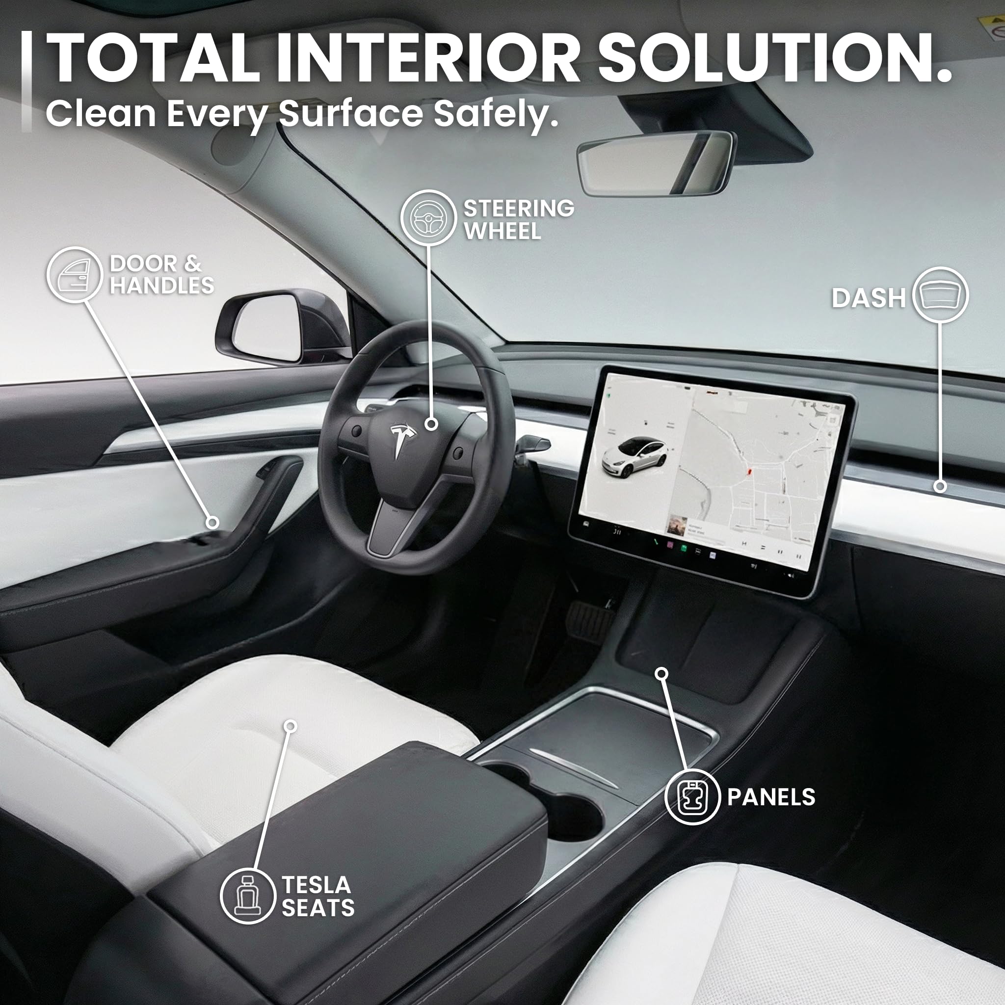 EVEO TESLA Interior Cleaner Kit - (16oz) Tesla Model Y Juniper Accessories & Tesla Model 3 Accessories | Tesla Seat Cleaner, Car Interior Cleaner - Car Leather Cleaning | Tesla Model S 3 X Y 2026