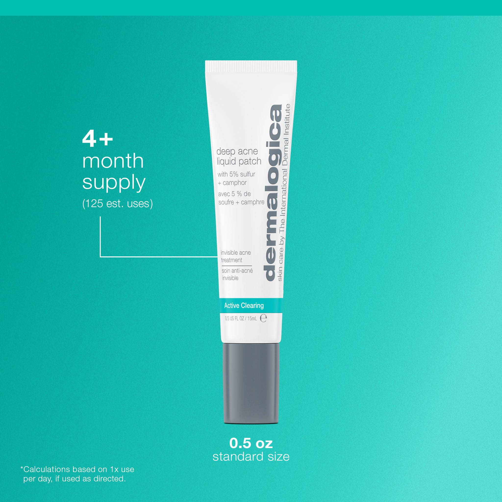 Dermalogica Deep Acne Liquid Patch, Invisible Spot Treatment for Pimple and Blemishes, Liquid to Patch Type Skin Soothing Clearing and Preventing Breakouts, Sulfur Based - 0.5 fl oz