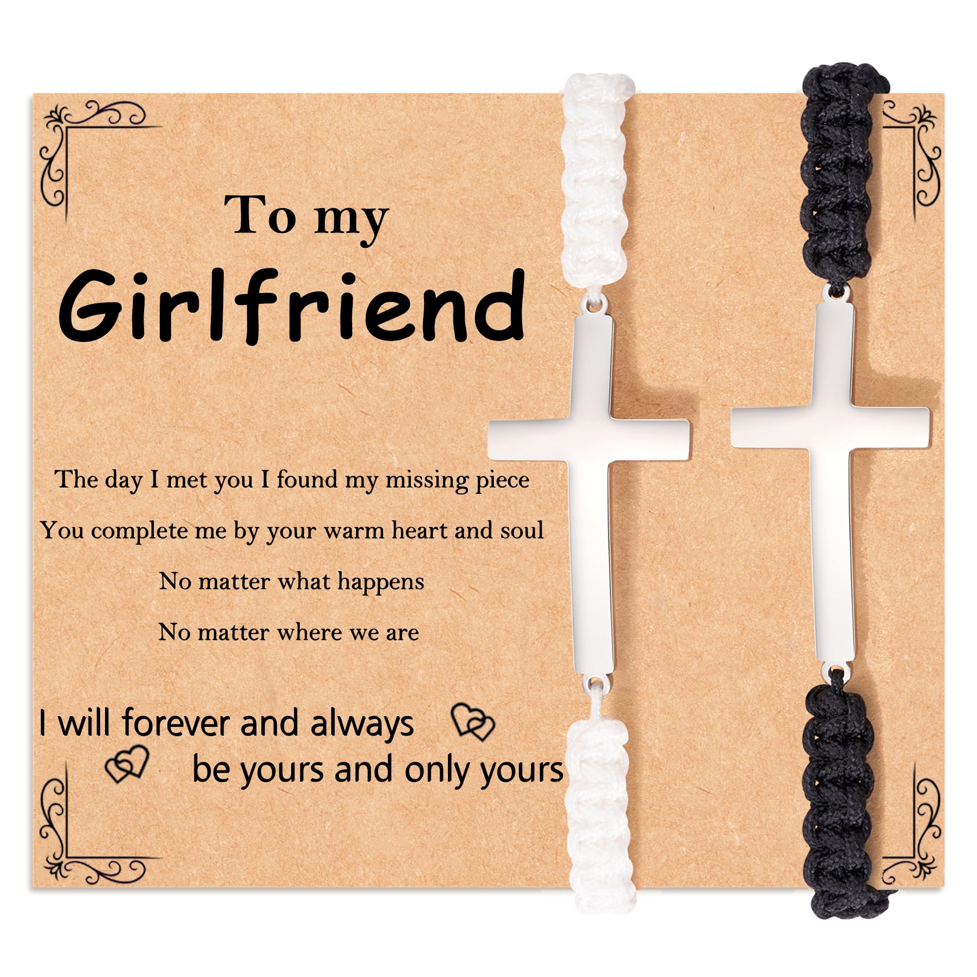 Tarsus Gifts for Girlfriend, Girlfriend Valentines Day Gifts for Her, Girlfriend Birthday Gifts Cross Couples Bracelets Christmas Anniversary Girlfriend Gifts Ideas