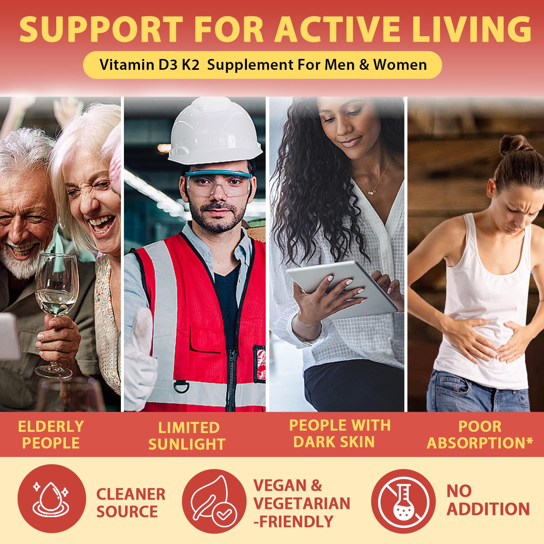 Plant-Based Vitamin D3 K2 Supplement Softgel - Vit D3 10000 Iu + Vitamin K2 Mk7 200 Mcg, Algae Omega-3, Magnesium, Vitamin B12 For Bone & Muscle, Immune Support, Max Absorption, Easy To Swallow 1pack