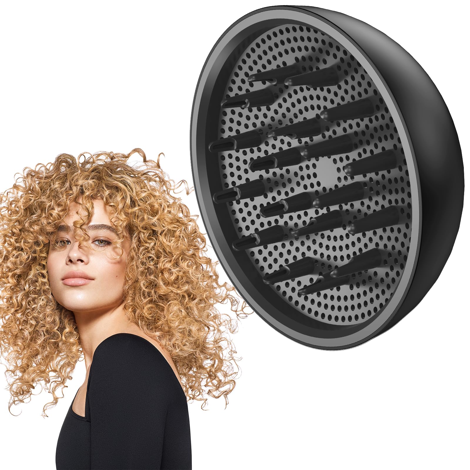 LAMPICK Hair Dryer Diffuser, Diffuser Attachment for Hair Dryer for Curly & Wavy Hair, Hair Diffuser for Curly Hair for Home Salon Gym Women Men & Pet Grooming
