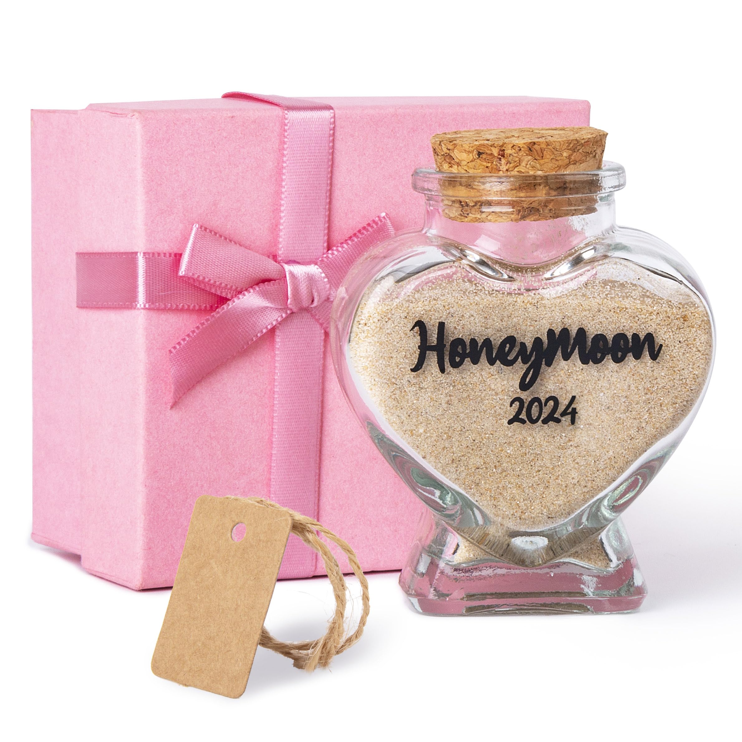 TUNGURIS Honeymoon Sand Keepsake Jar 2024,Bridal Shower Gift, Wedding Gift, Engagement Gift, Honeymoon Gift, Travel Gift for Couples, Newlywed, Fiance(Gift Box Includes) - 40ml Glass