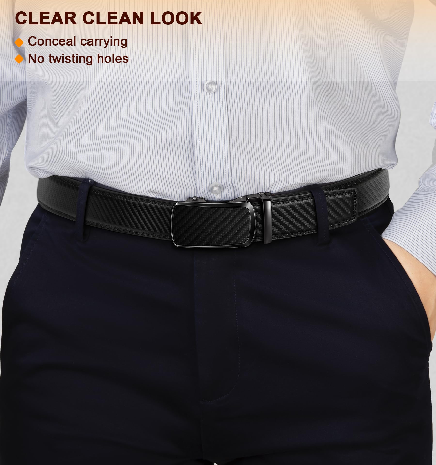 BULLIANT Men's Ratchet Belt 2 Pack-Click Leather Belt Adjustable for Men Gift 1 3/8-Cut for Perfect Fit(Light Brown/Black,32"-38" Waist Adjustable)