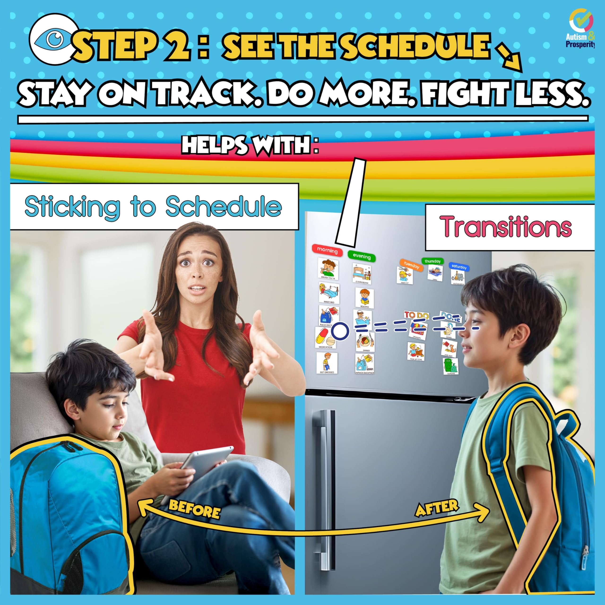 Autism & Prosperity Time Schedule Tasks - Autism Learning Materials, Special Education Autism Sensory Products, Sensory Toys for Kids with Autism, Visual Schedule for Kids with Autism Age 3 4 5 7 8 12