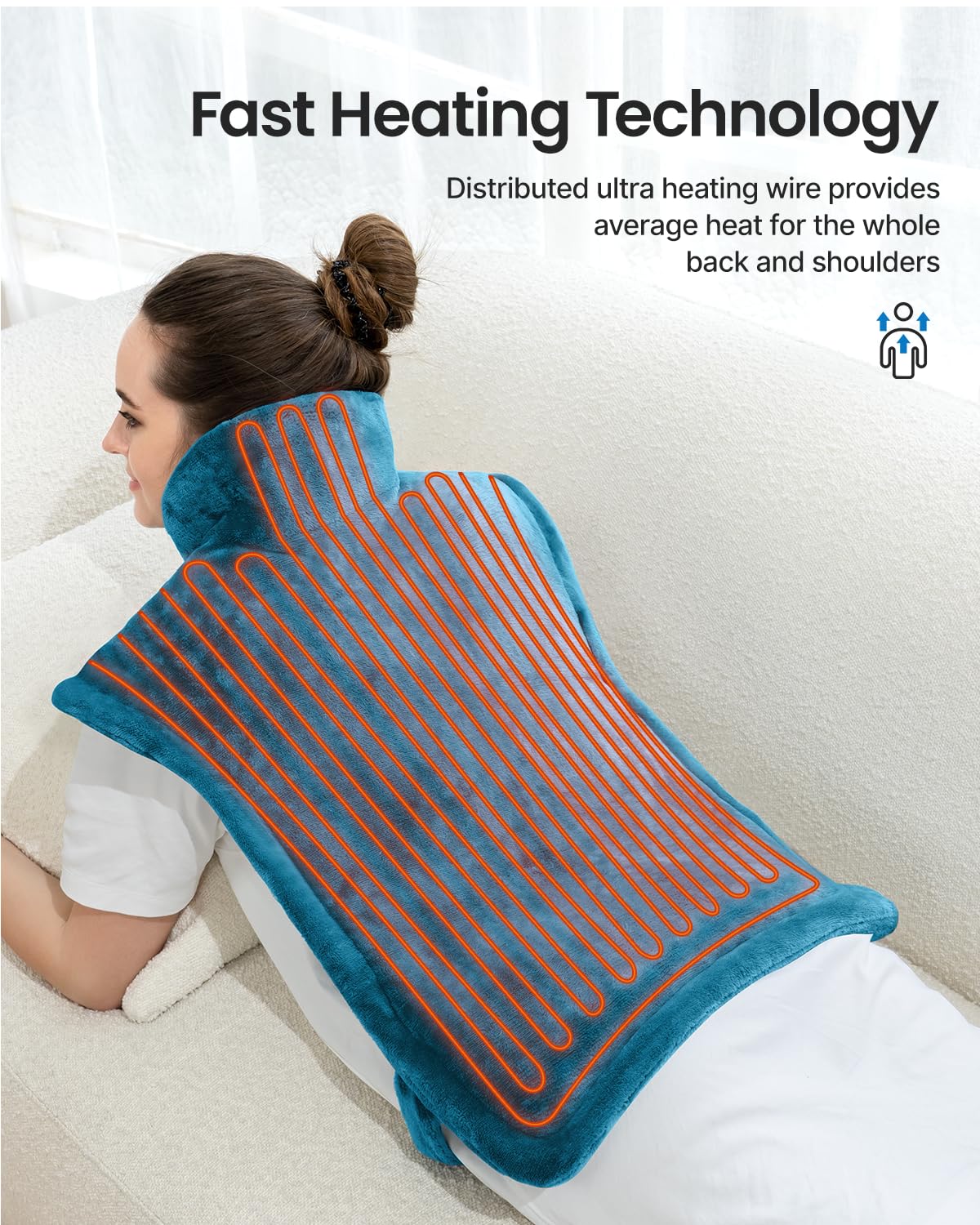 RENPHO Valentines Day & Birthday Women Men Mom Dad Gifts, Heating Pad for Neck and Shoulders and Back Pain Relie, FSA HSA Eligible, 24"x33" Electric Heat Pad, Auto Shut Off, ETL Certified, Blue