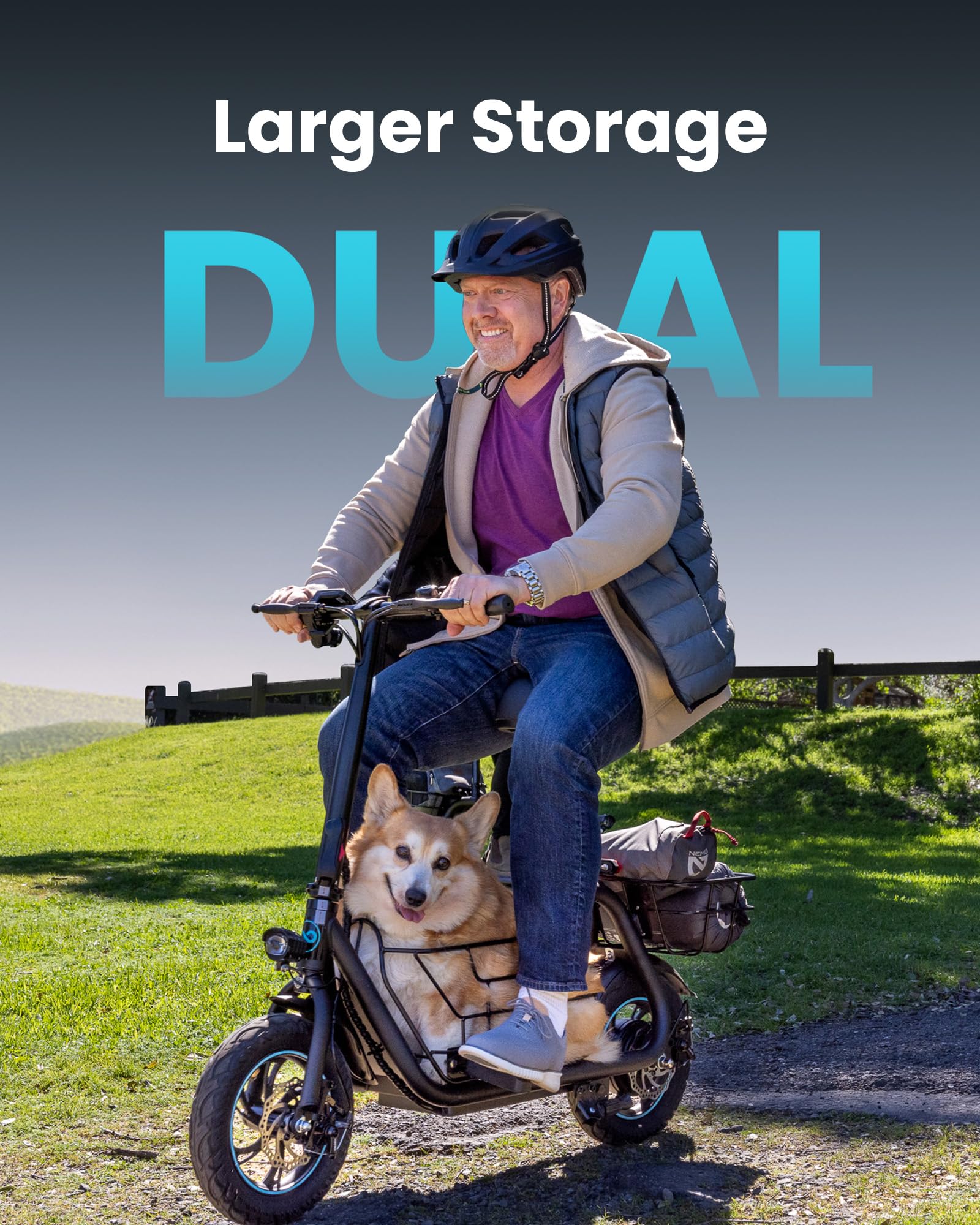 Gyroor Electric Scooter for Adults with Large Pet Basket – Dog-Friendly 550W Motor 19 MPH, 20 Mile Long Range, Foldable Commuter E-Scooter with Comfort Seat for Pets & Groceries