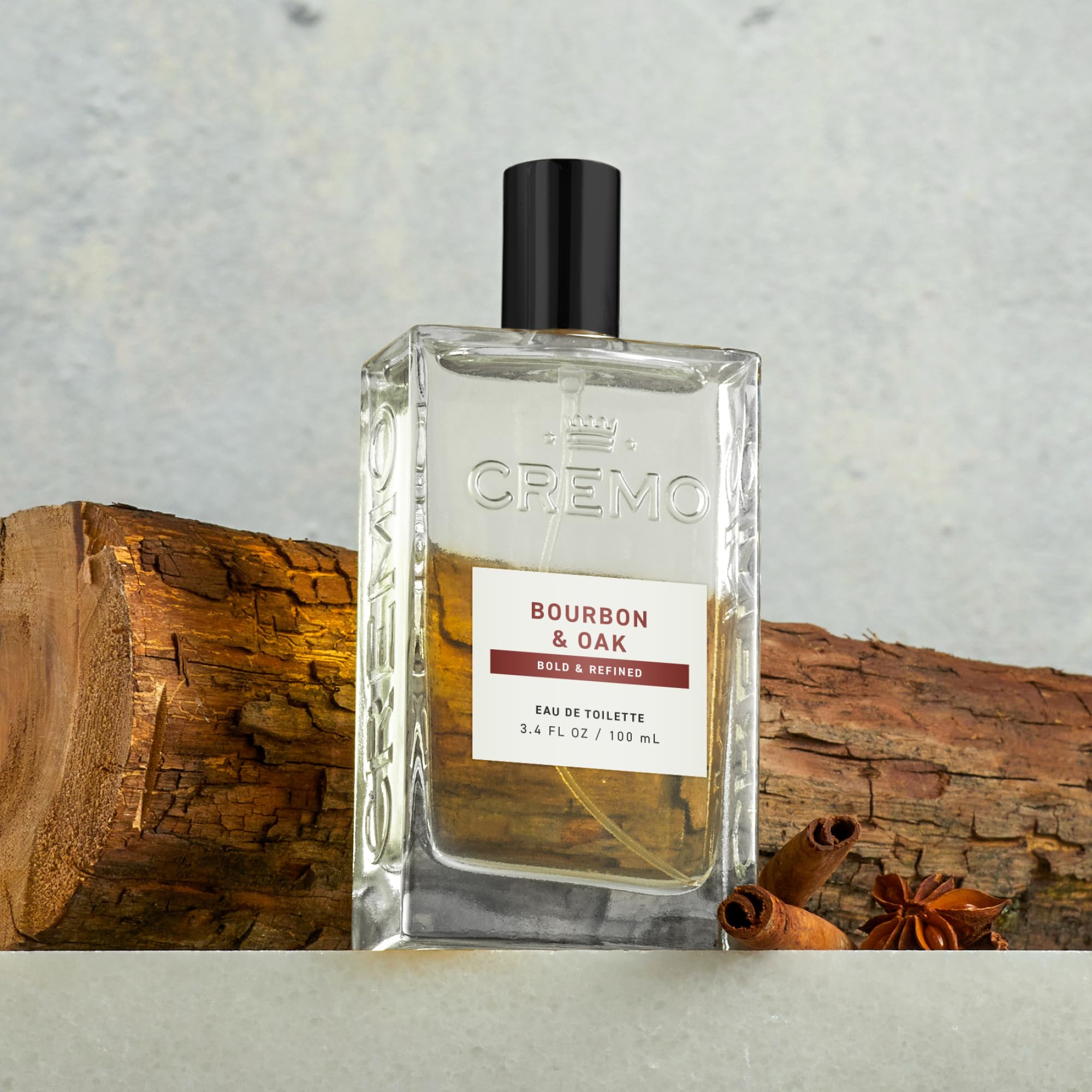 Cremo Cologne for Men - Bourbon & Oak Mens Cologne Spray - A Sophisticated Blend of Distiller’s Spice, Fine Bourbon and White Oak, Fragrances For Men, 3.4 Fl Oz